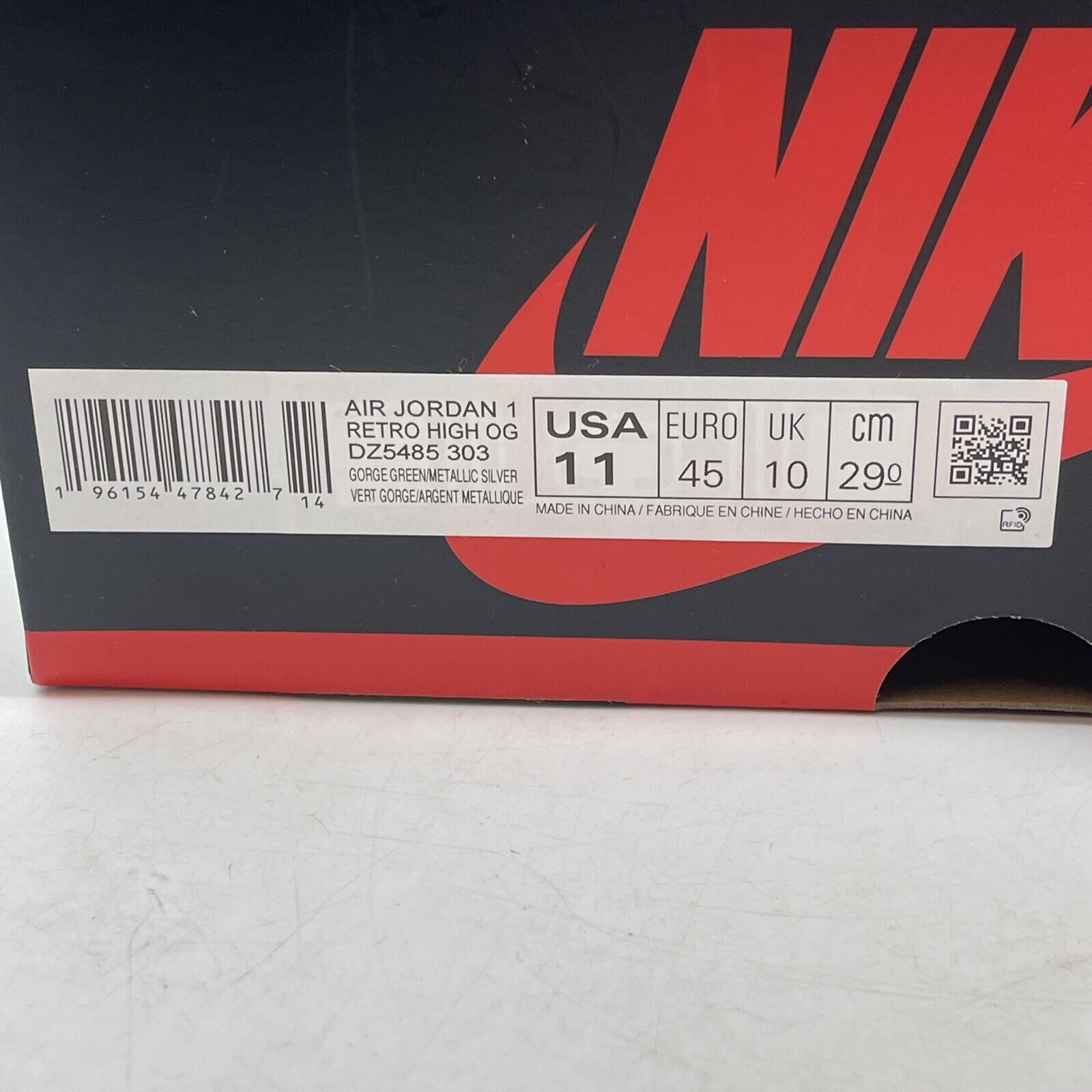 Size 11 - Jordan 1 Retro OG High Gorge Green White Silver (DZ5485-303)