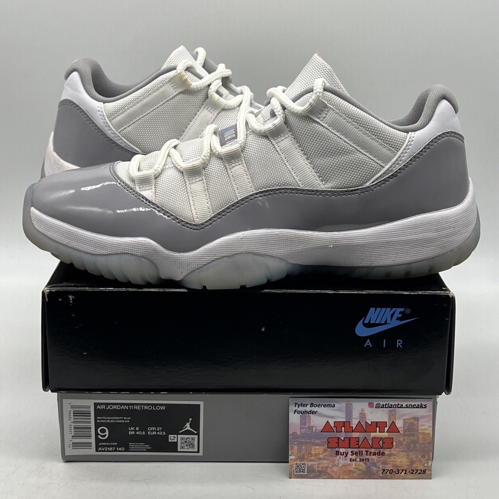 Size 9 - Air Jordan 11 Retro Low Cement Grey White Icey Leather (AV2187-140)