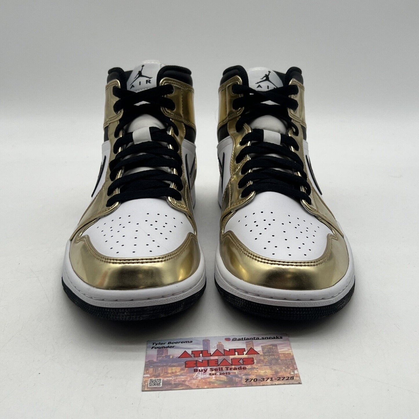 Size 10 - Jordan 1 Mid SE Metallic Gold 2020 Black White Leather (DC1419-700)