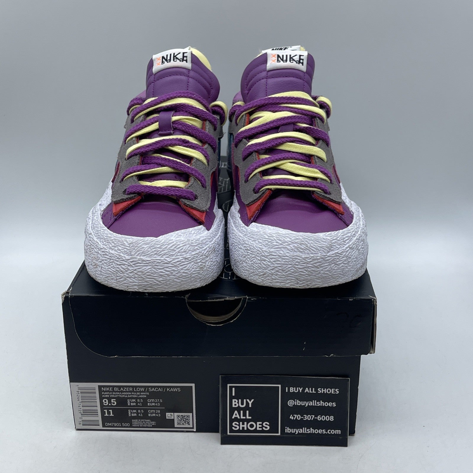 Size 9.5 - KAWS x sacai x Nike Blazer Low Purple Dusk (DM7901-500