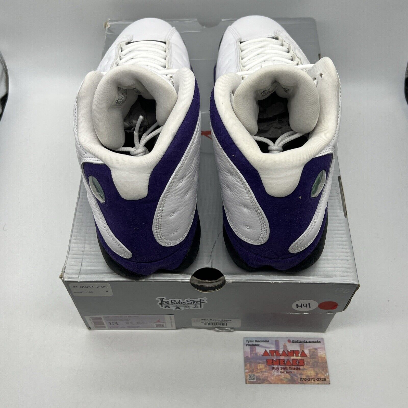 Size 13 - Air Jordan 13 Retro Lakers White Purple Black Leather Suede 414571-105