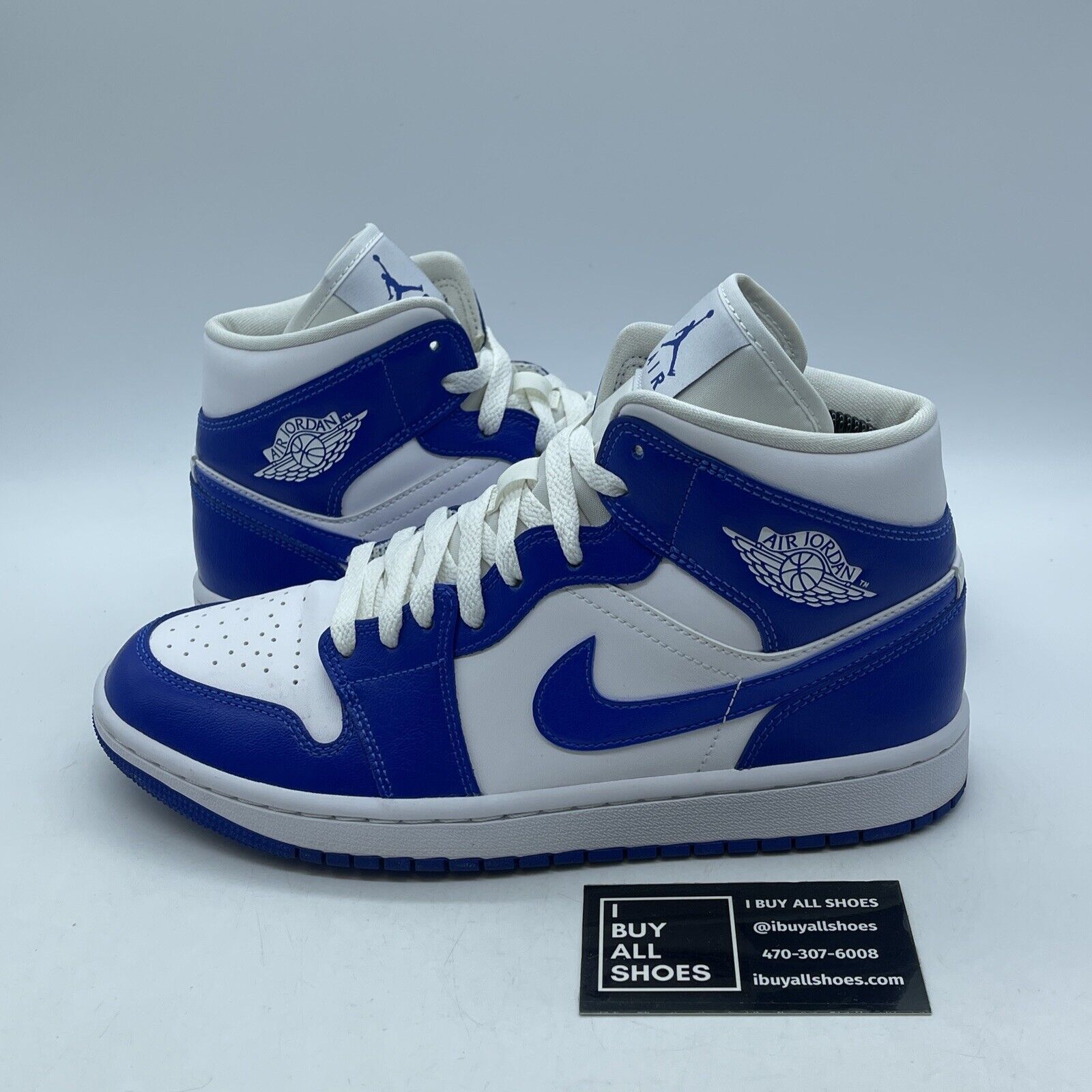 Size 9W - Air Jordan 1 Mid Kentucky Blue White Leather (BQ6472-104)