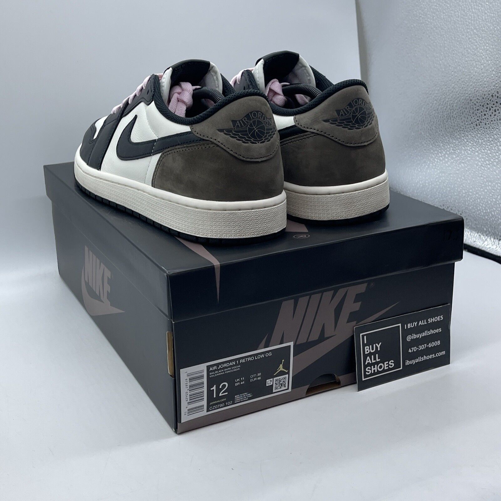 Size 12 - Air Jordan 1 Retro OG Low Mocha Black Brown Suede Leather (CZ0790-102)