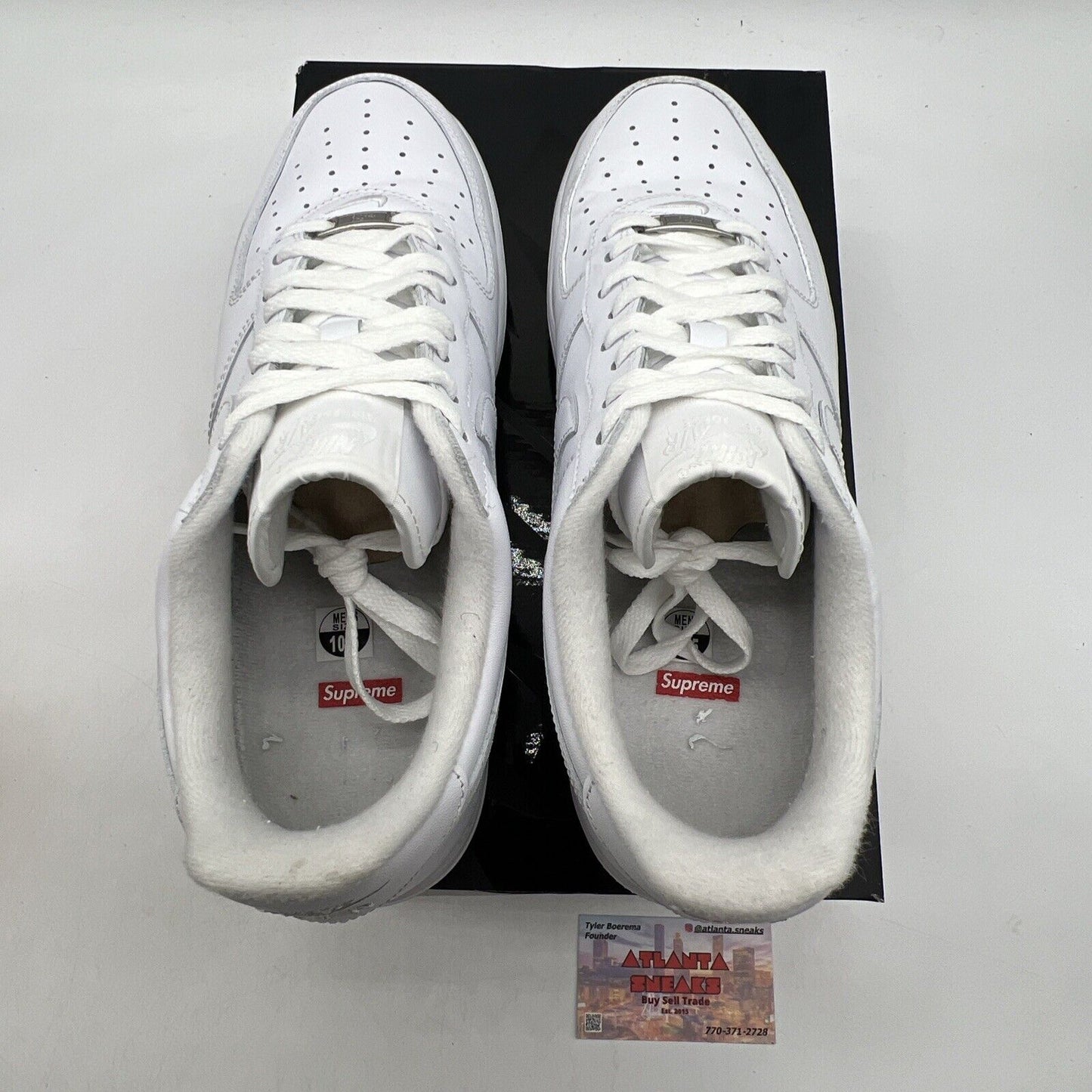 Size 10.5 - Nike Air Force 1 x Supreme Low Box Logo - White Red (CU9225-100)