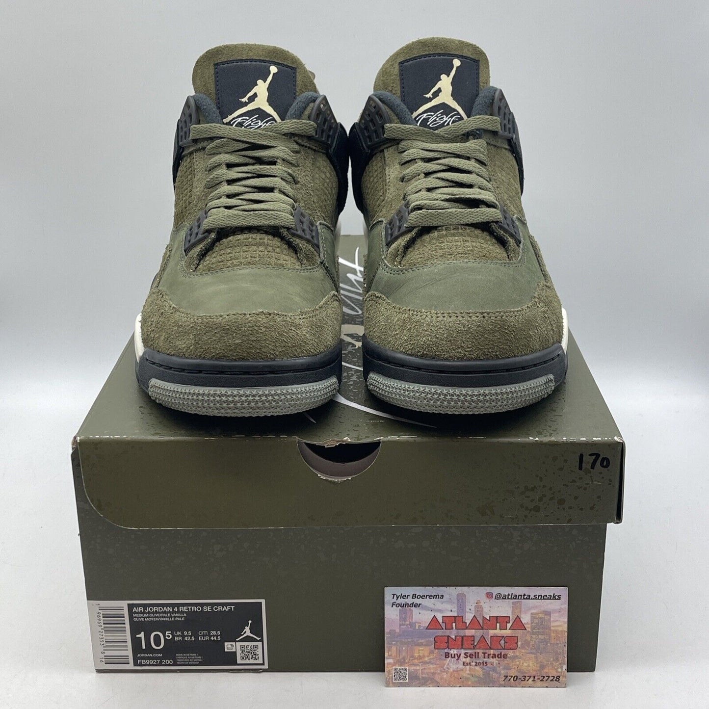 Size 10.5 - Jordan 4 SE Retro Low Craft - Olive Black Suede White (FB9927-200)