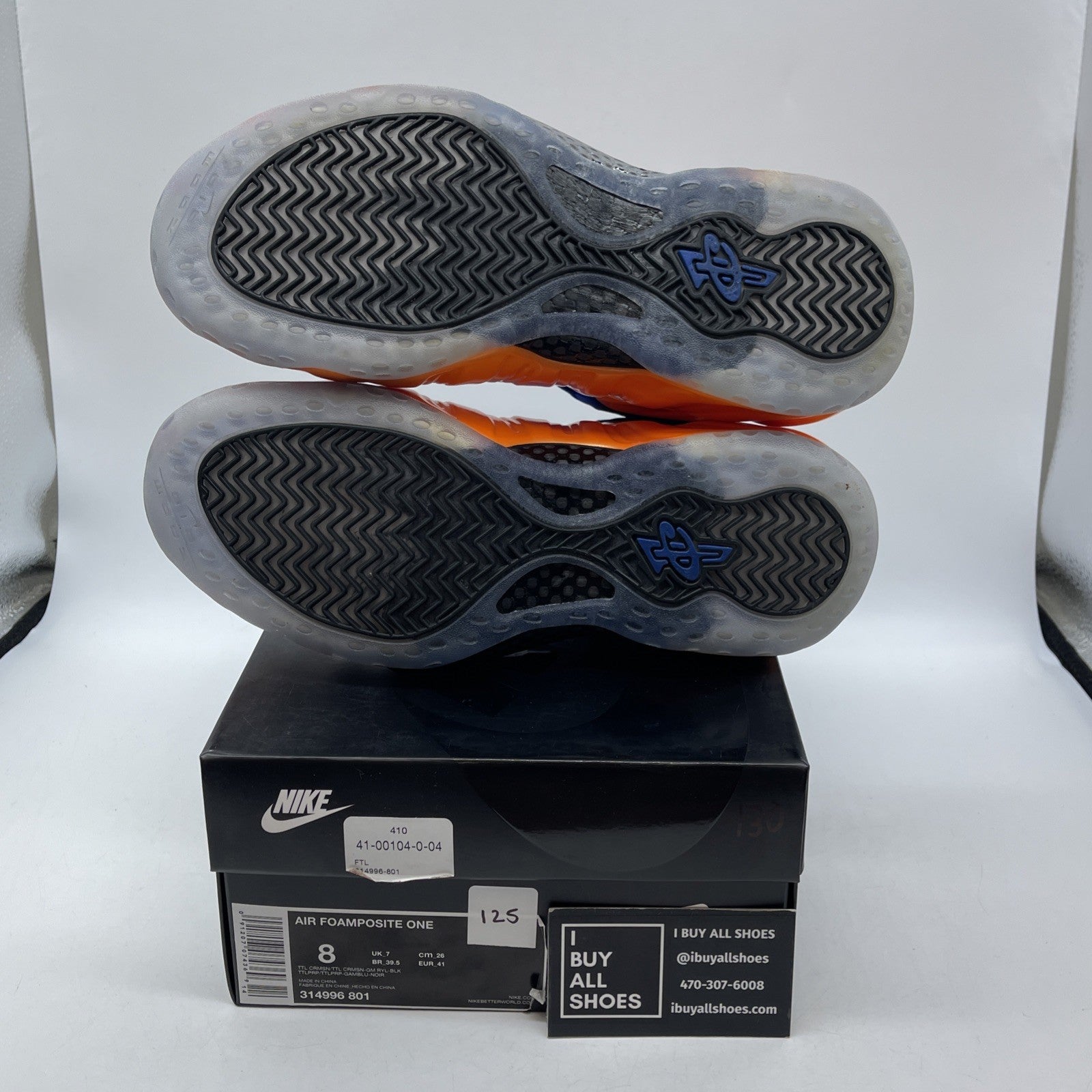Size 8 - Nike Air Foamposite One Knicks Orange Blue Suede Leather (314996-801)