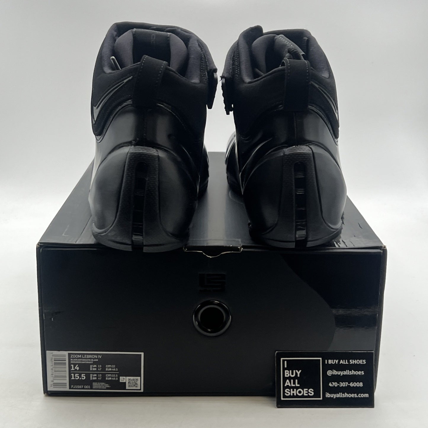 Size 14 - Nike Lebron IV 4 Mens Black Anthracite Triple Black Shoes (FJ1597-001)