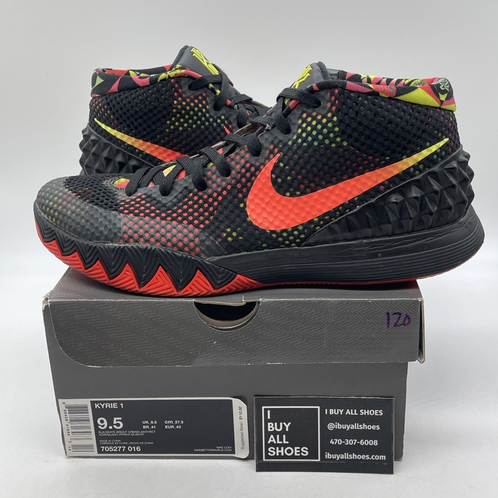 Size 9.5 - Nike Kyrie 1 Dream Black Pink Red Suede Leather (705277-016)