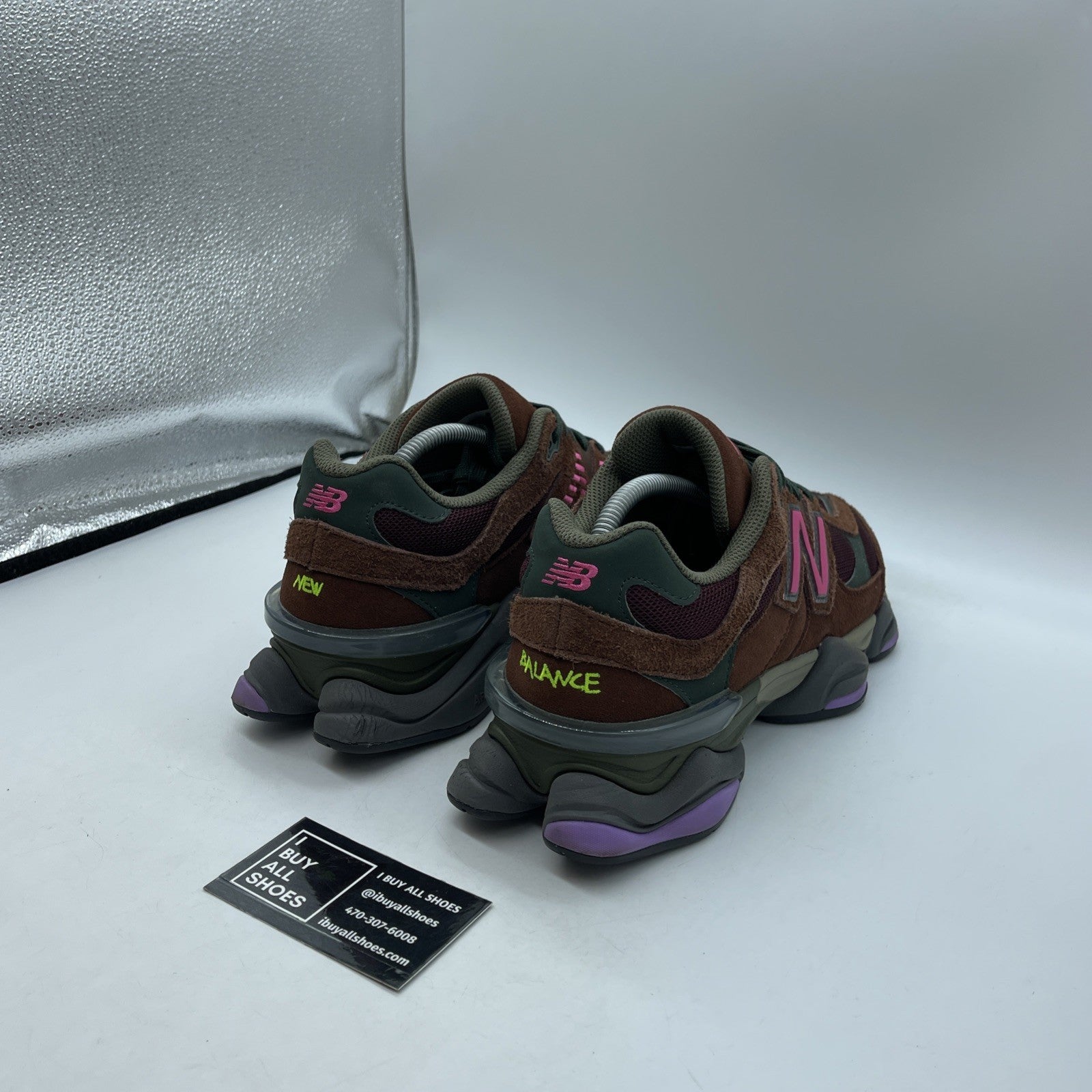 Size 9.5 - New Balance 9060 Burgundy Pink Brown Green Suede (U9060BUR)