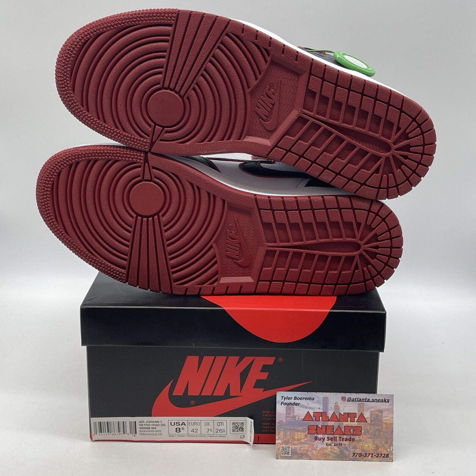 Size 8.5 - Jordan 1 Retro High OG Bloodline 2019 Black Red White (555088-062)