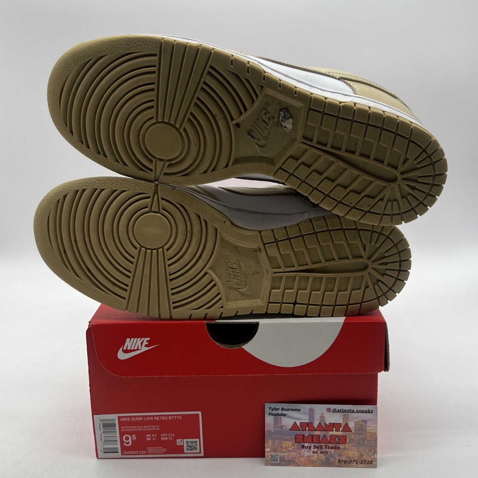 Size 9.5 - Nike Dunk Low Team Gold White Tan Leather (DV0833-100)