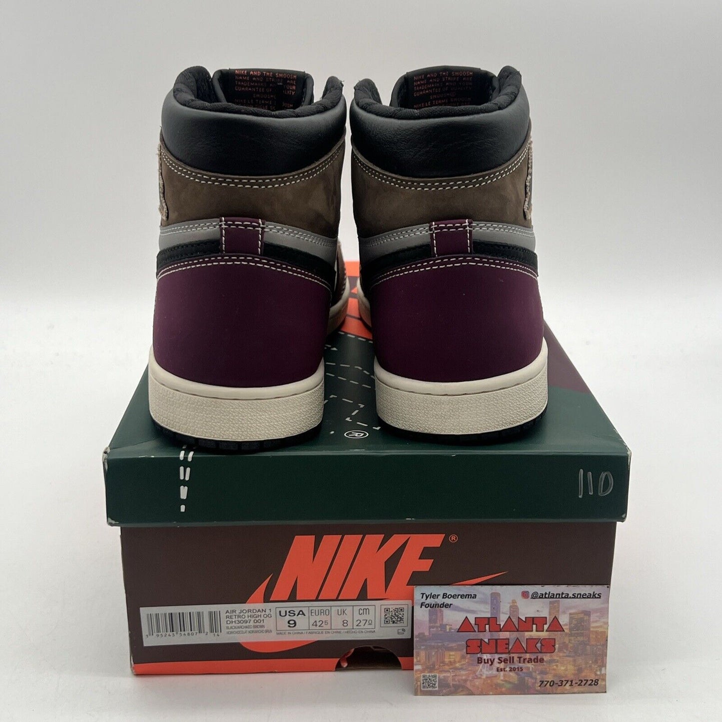 Size 9 - Jordan 1 High OG Crafted 2021 Brown Green Maroon Suede (DH3097-001)