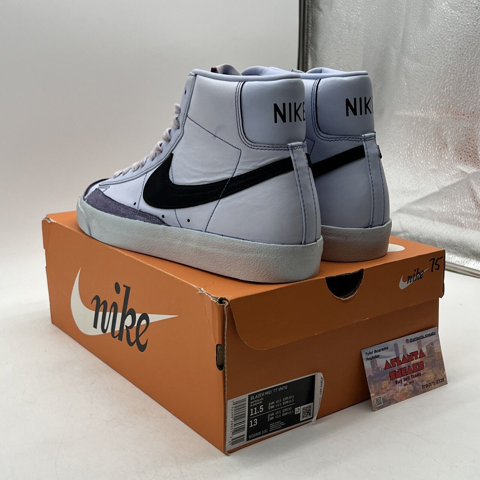 Size 11.5 - Nike Blazer Mid 77 Vintage White Black Purple Custom (BQ6806-100)