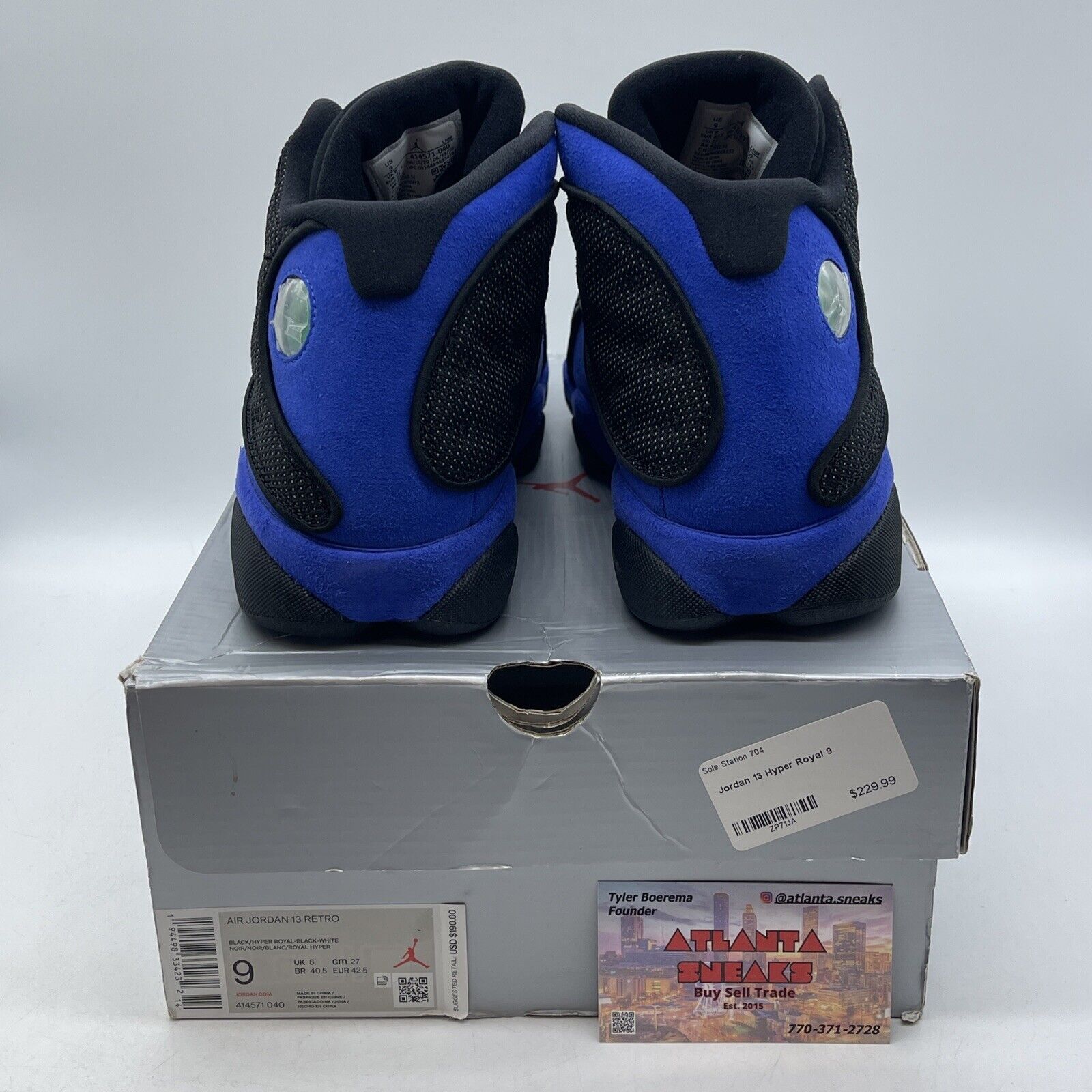 Size 9 - Jordan 13 Retro Hyper Royal 2020 Black Blue Suede Leather (414571-040)