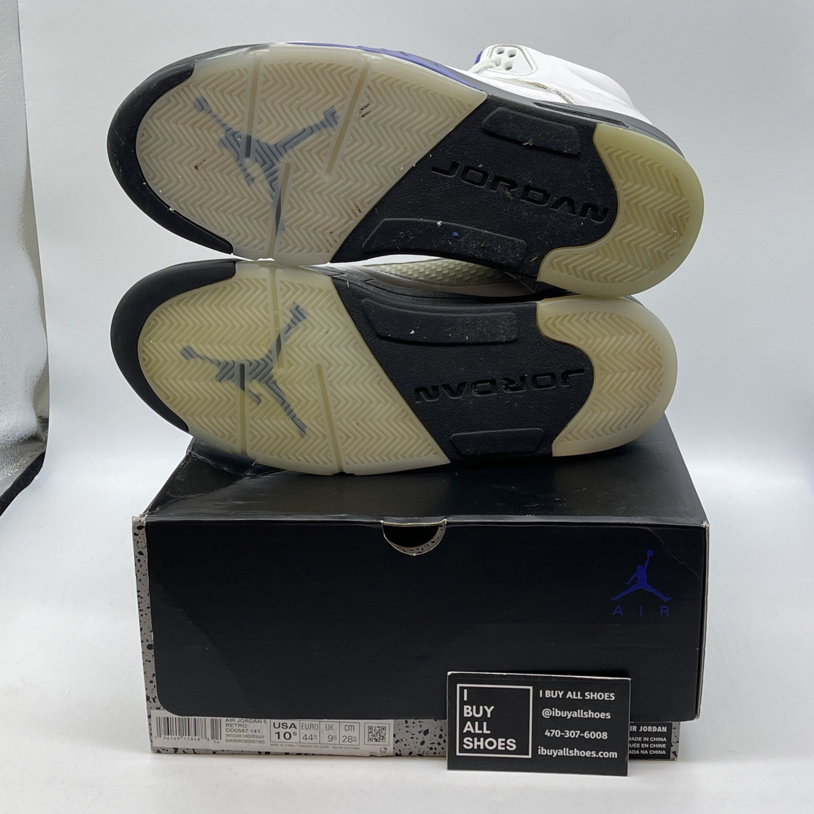 Size 10.5 - Jordan 5 Concord 2022 White Black Purple Leather (DD0587-141)
