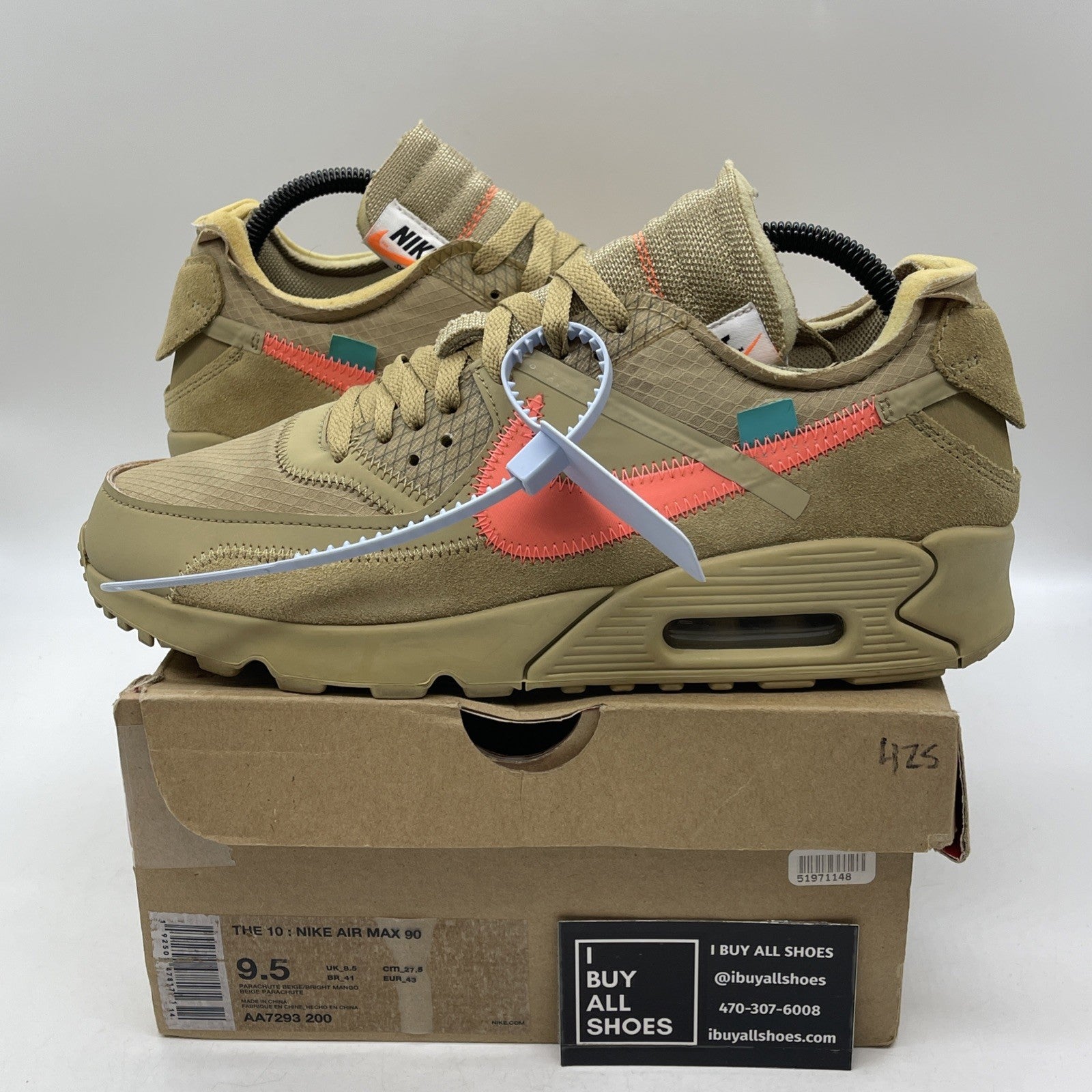 Size 9.5 - Nike Air Max 90 x OFF-WHITE Desert Ore 2019 (AA7293-200)