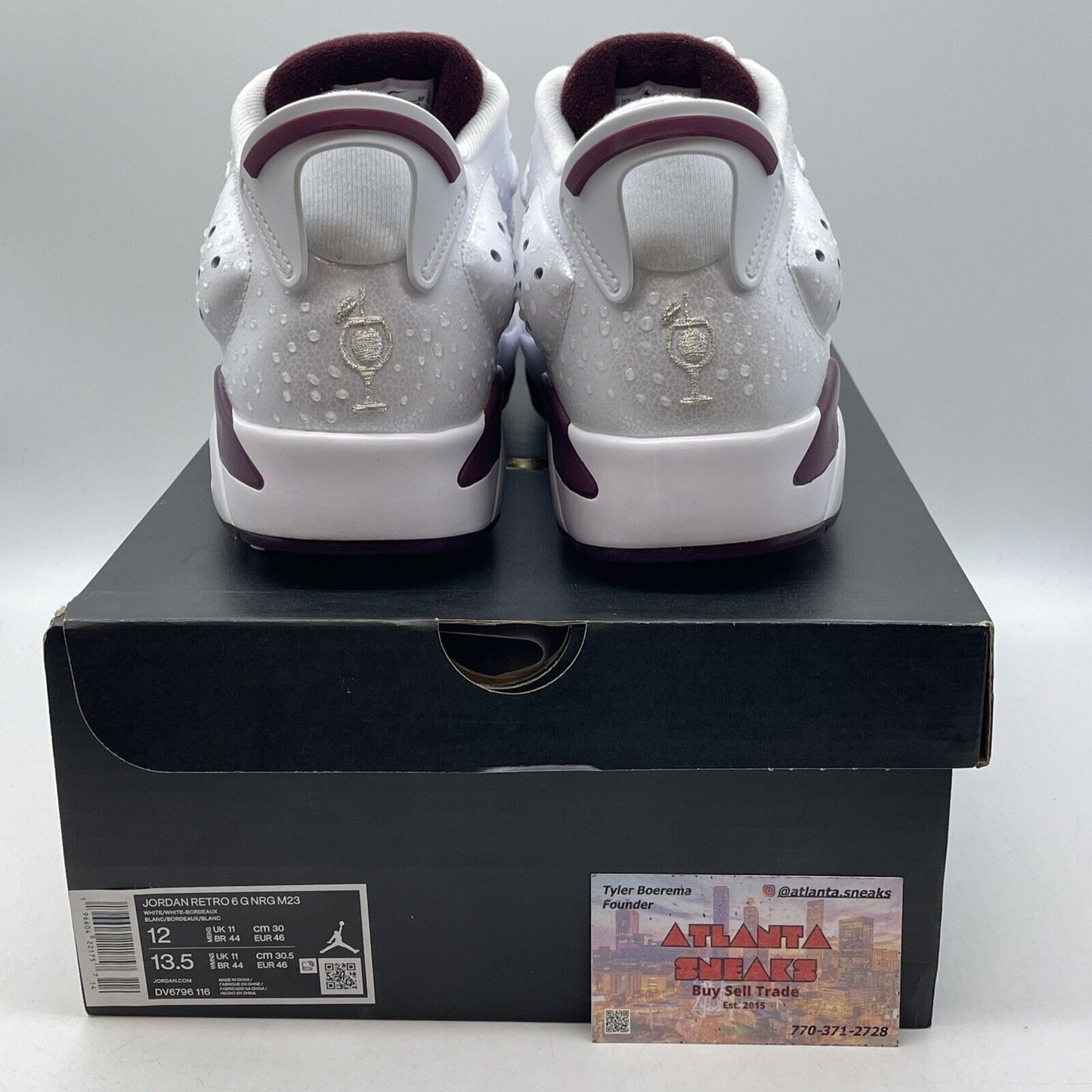 Size 12 - Air Jordan 6 Retro Golf NRG Low Bordeaux Burgundy White (DV6796-116)