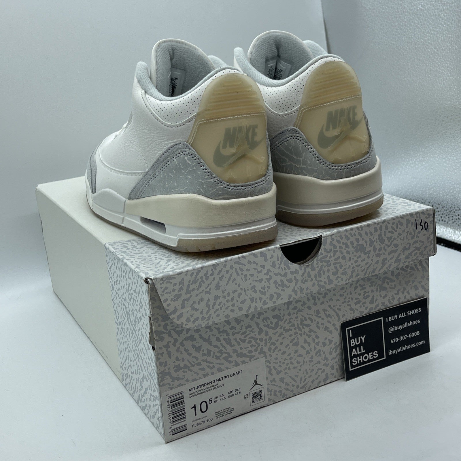 Size 10.5 - Air Jordan 3 Retro Craft Ivory/Grey White Leather (FJ9579-100)