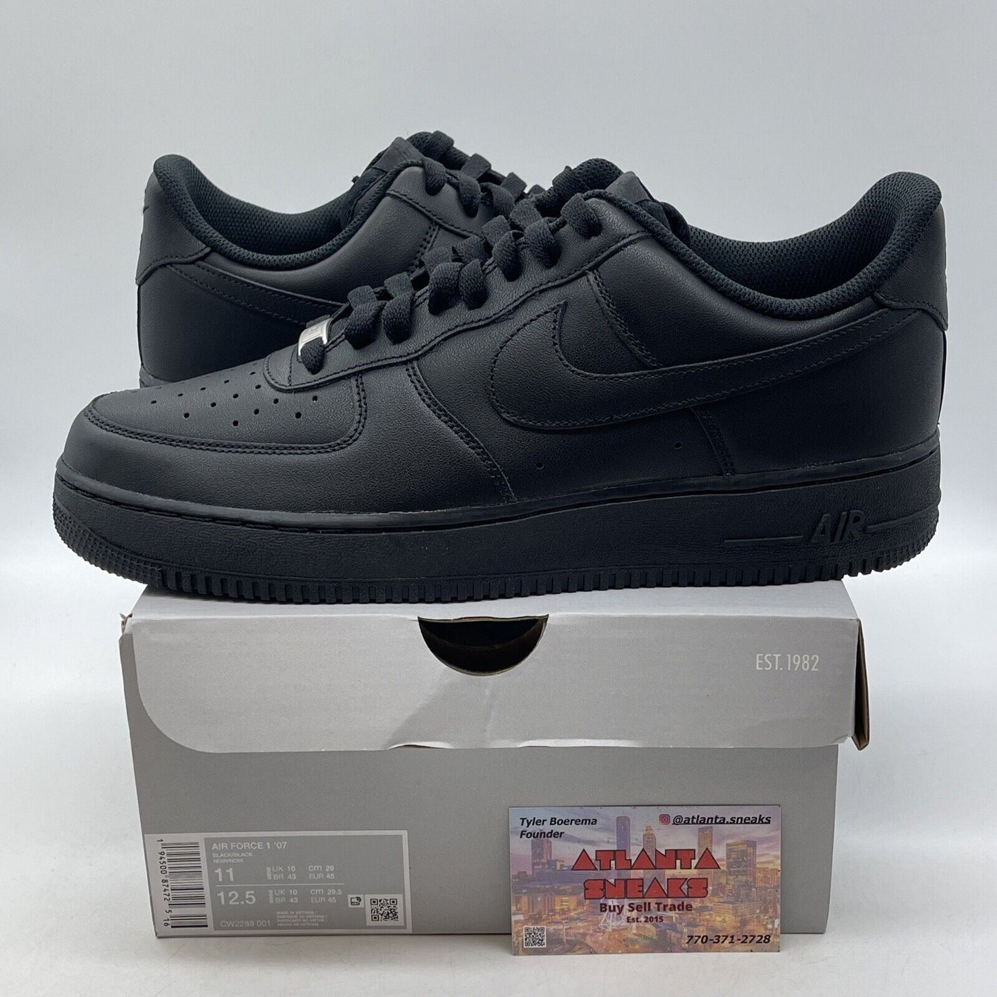 Size 11 - Nike Air Force 1 '07 Low Triple Black Leather (CW2288-001)