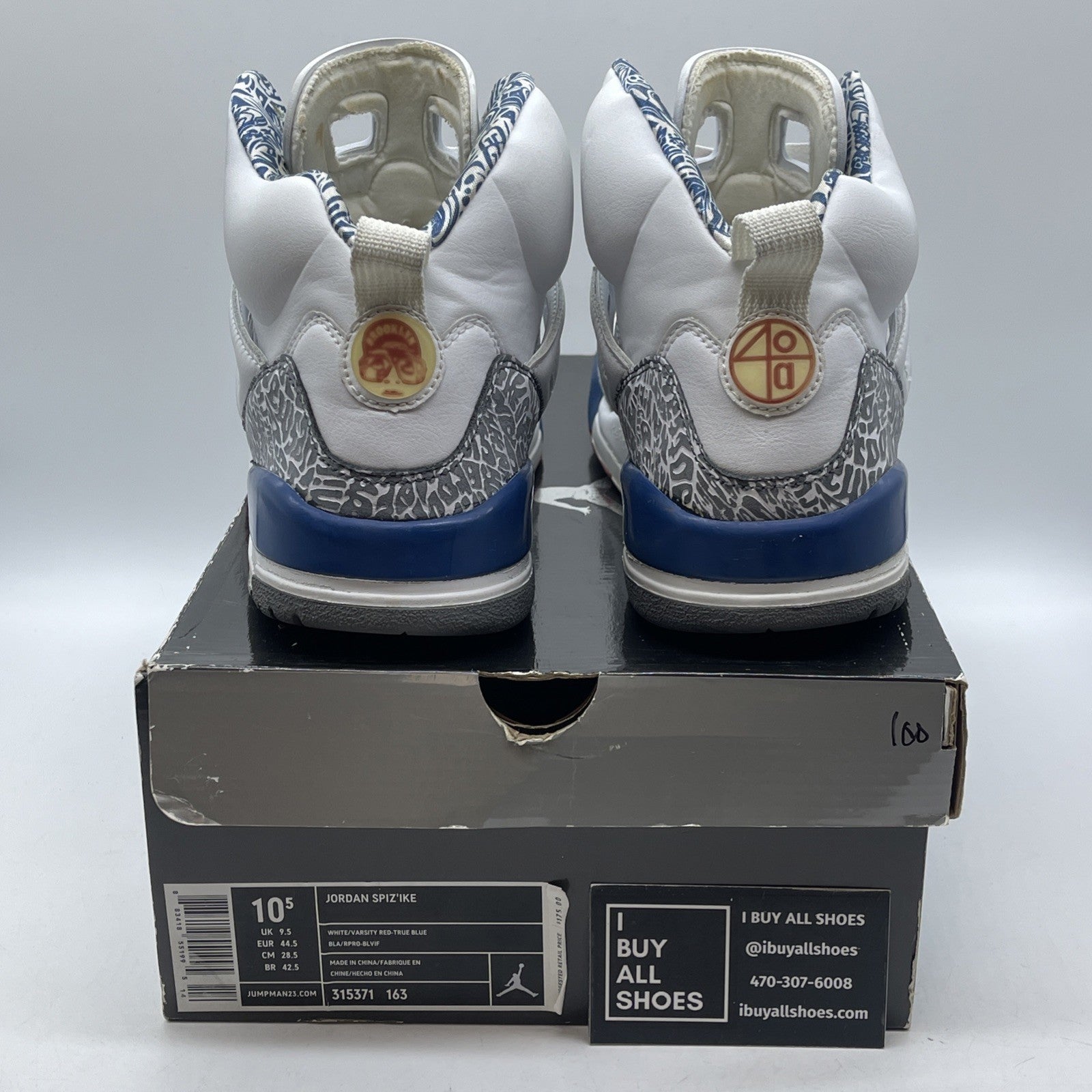 Size 10.5 - Jordan Spizike True Blue White Grey Suede Leather (315371-163)