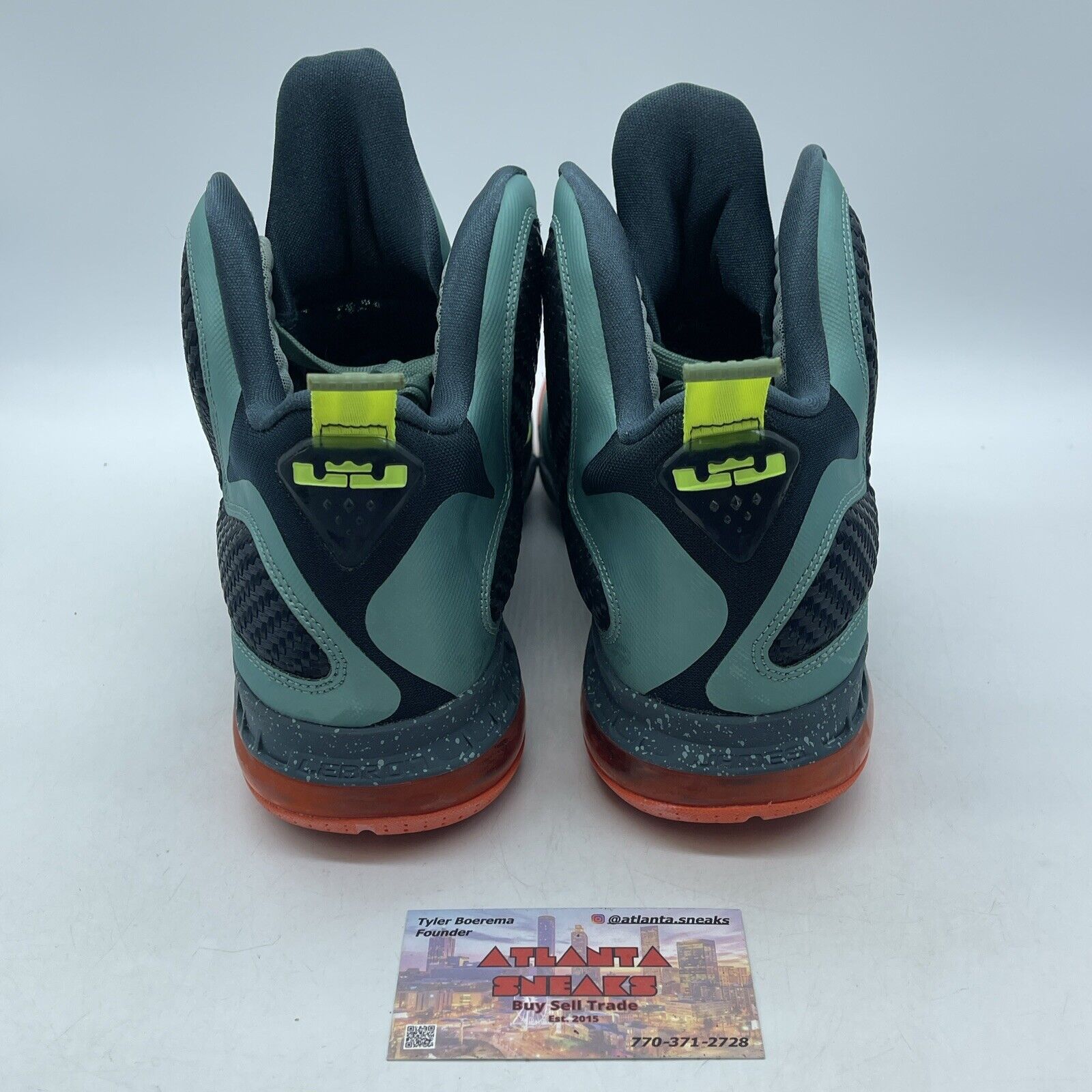 Size 10 - Nike LeBron 9 Cannon Black Blue Orange Suede Leather (469764-004)
