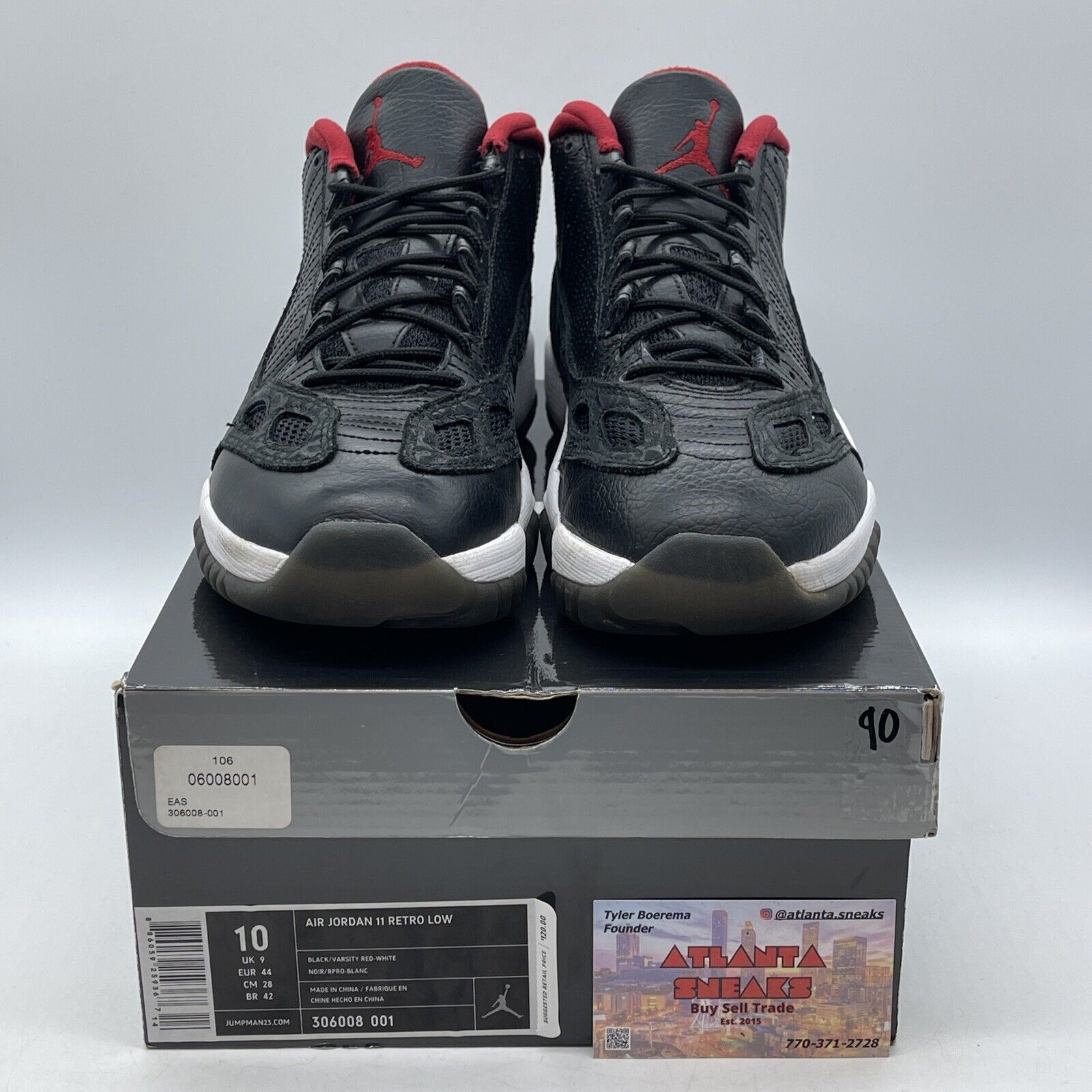 Size 10 - Air Jordan 11 Retro IE 2011 Low Black Charcoal Red Suede (306008-001)
