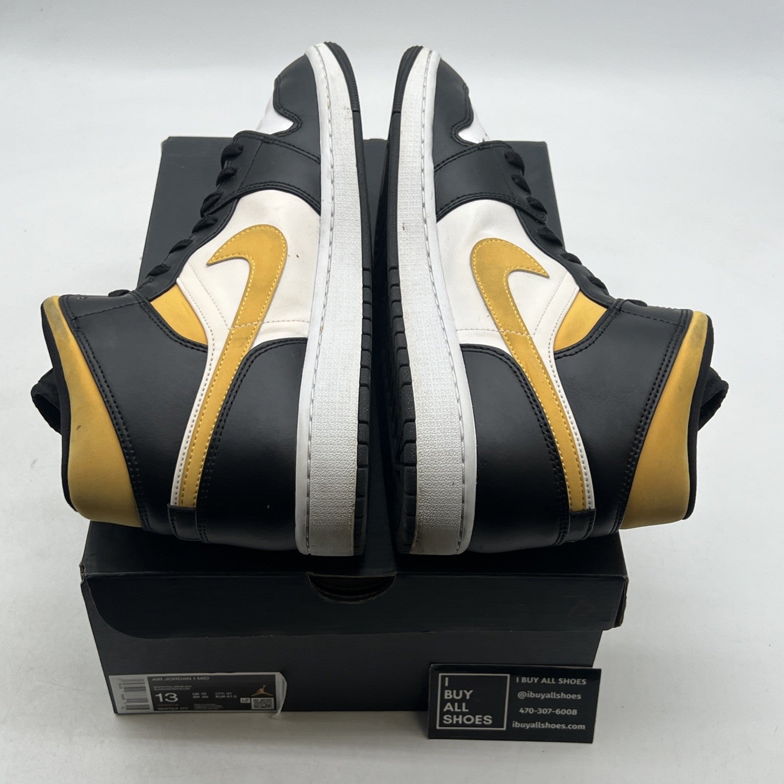 Size 13 - Air Jordan 1 Mid Black University Gold (554724-177)