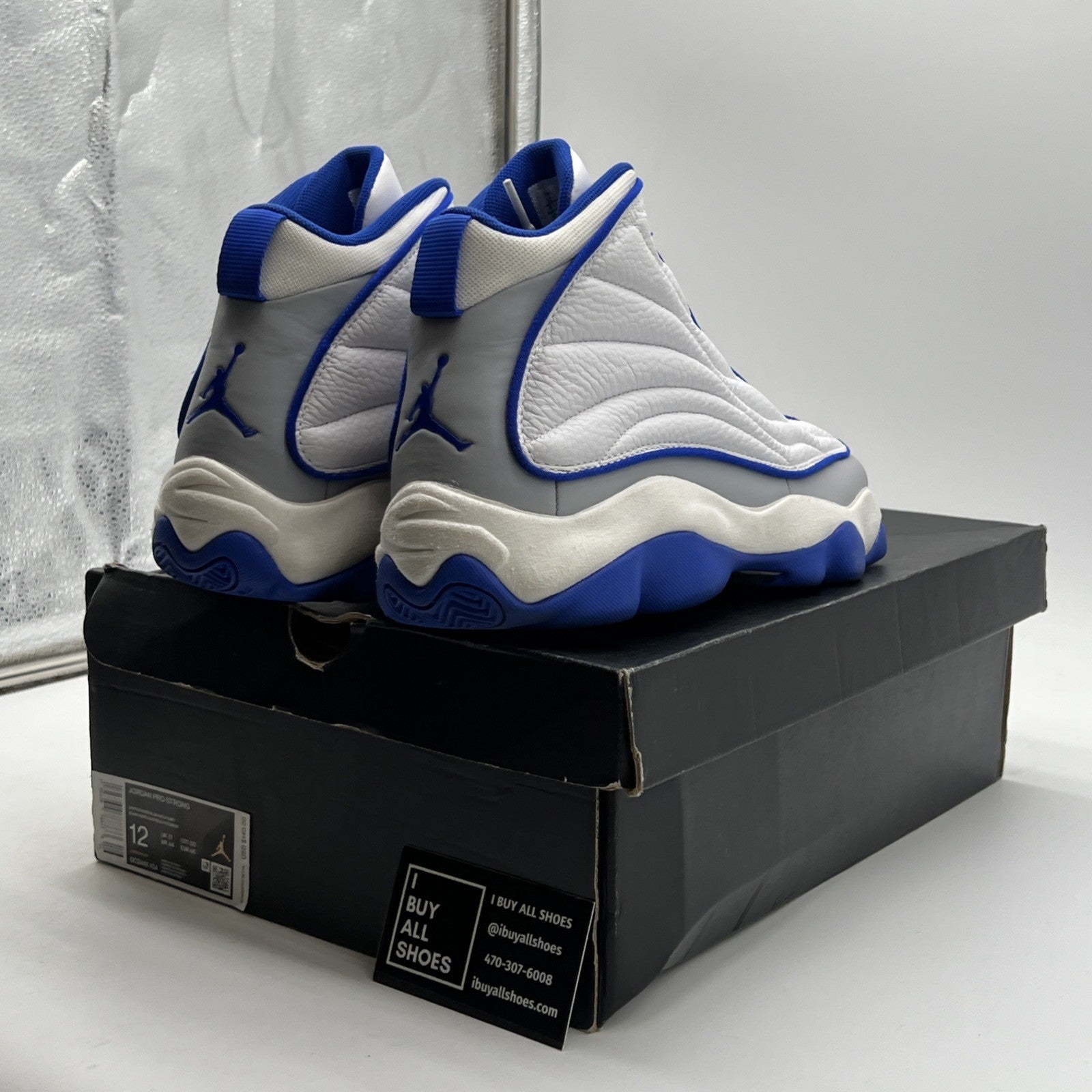 Size 12 - Jordan Pro Strong White Hyper Royal Men’s White Gray (DC8418-104)