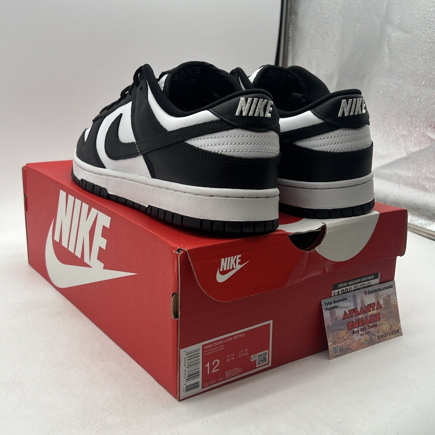 Size 12 - Nike Dunk Low Black White Leather (DD1391-100)