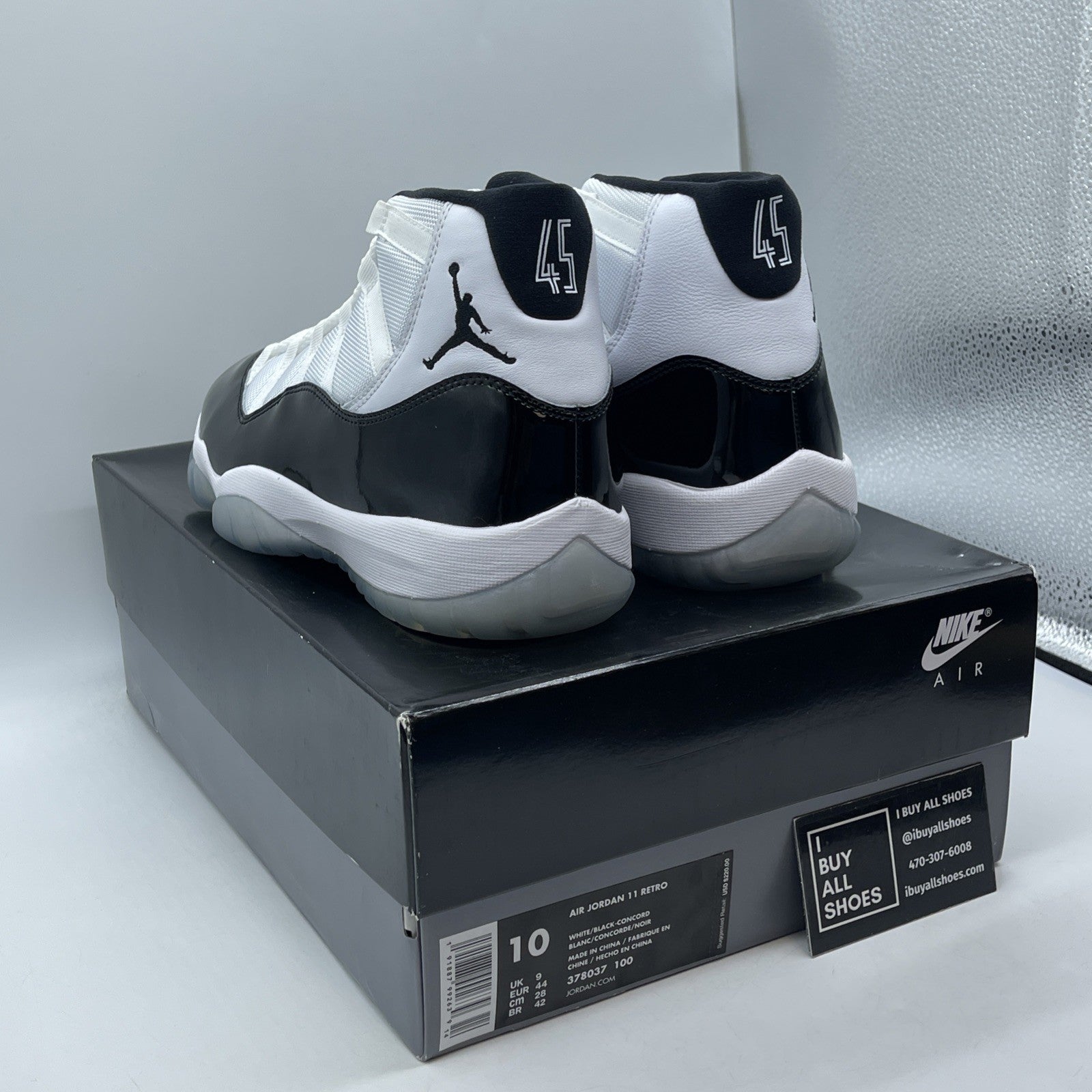 Size 10 - Jordan 11 Retro High Concord White Black Suede Leather (378037-100)