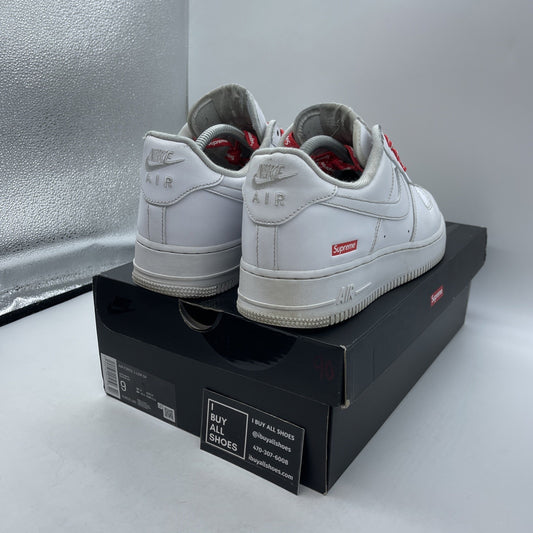 Size 9 - Nike Air Force 1 x Supreme Low Box Logo White Red Leather (CU9225-100)