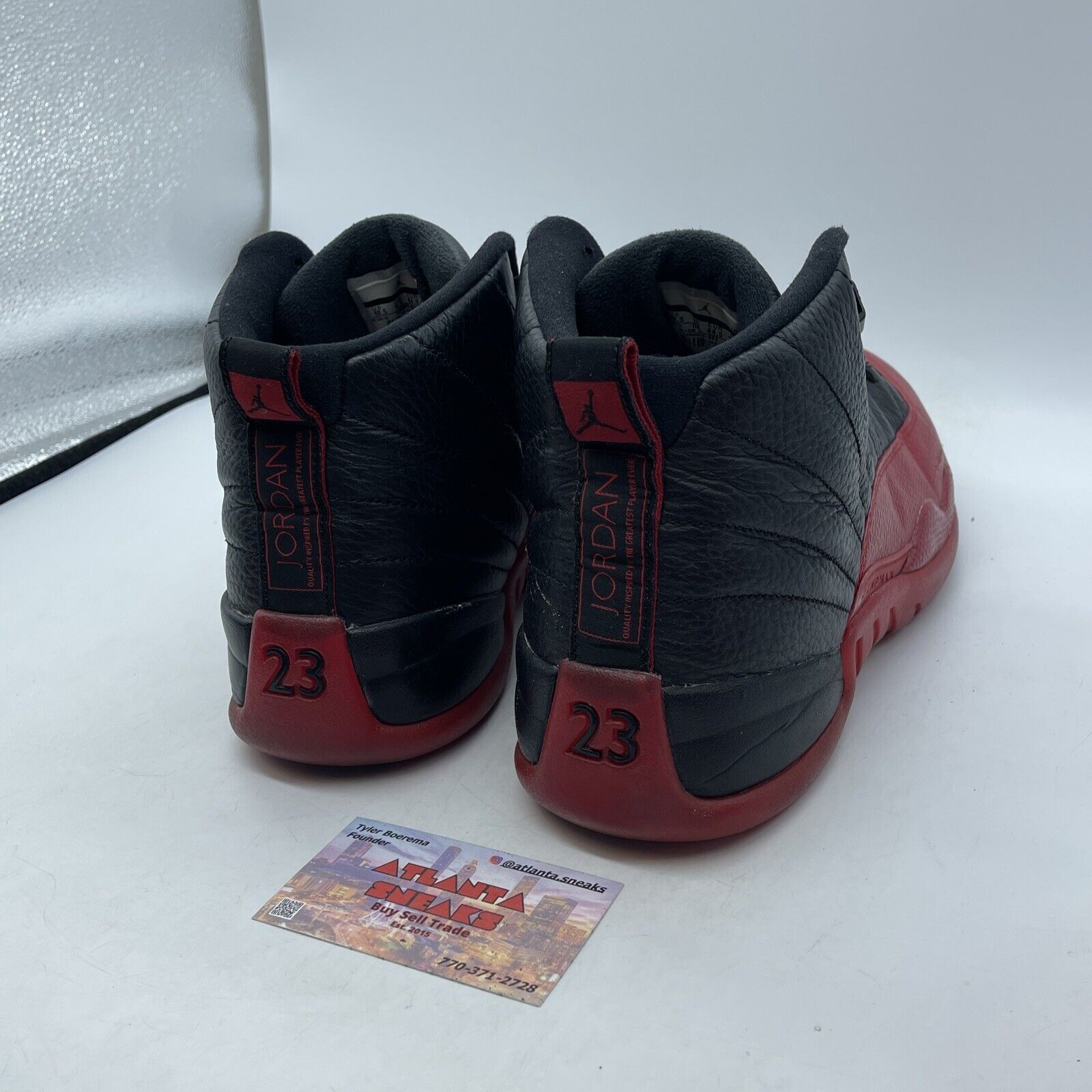 Size 10.5 - Jordan 12 Retro Mid Flu Game Black Red Leather (130690-002)
