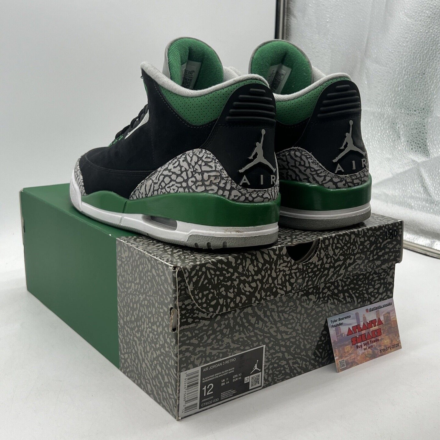 Size 12 - Jordan 3 Retro Mid Pine Green Black Grey Suede (CT8532-030)