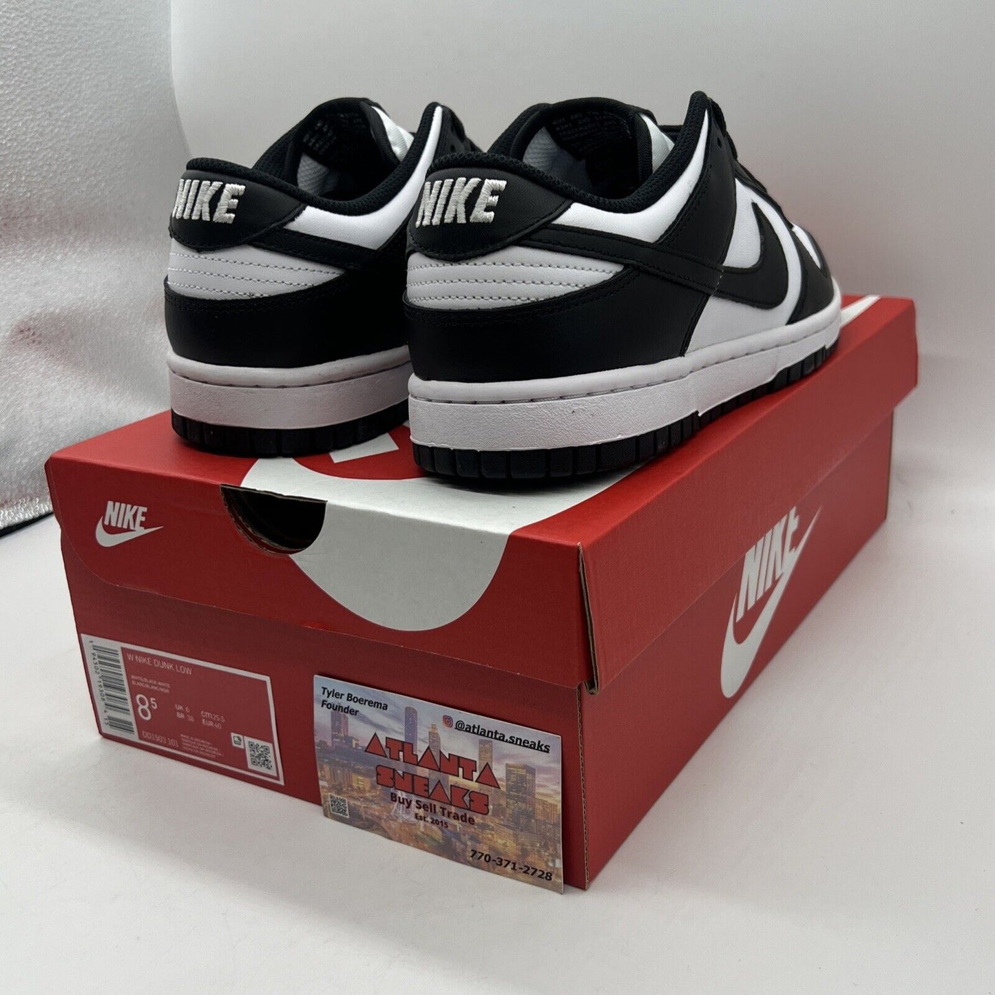Size 8.5 - Nike Dunk Low Black White W Brand New Og All
