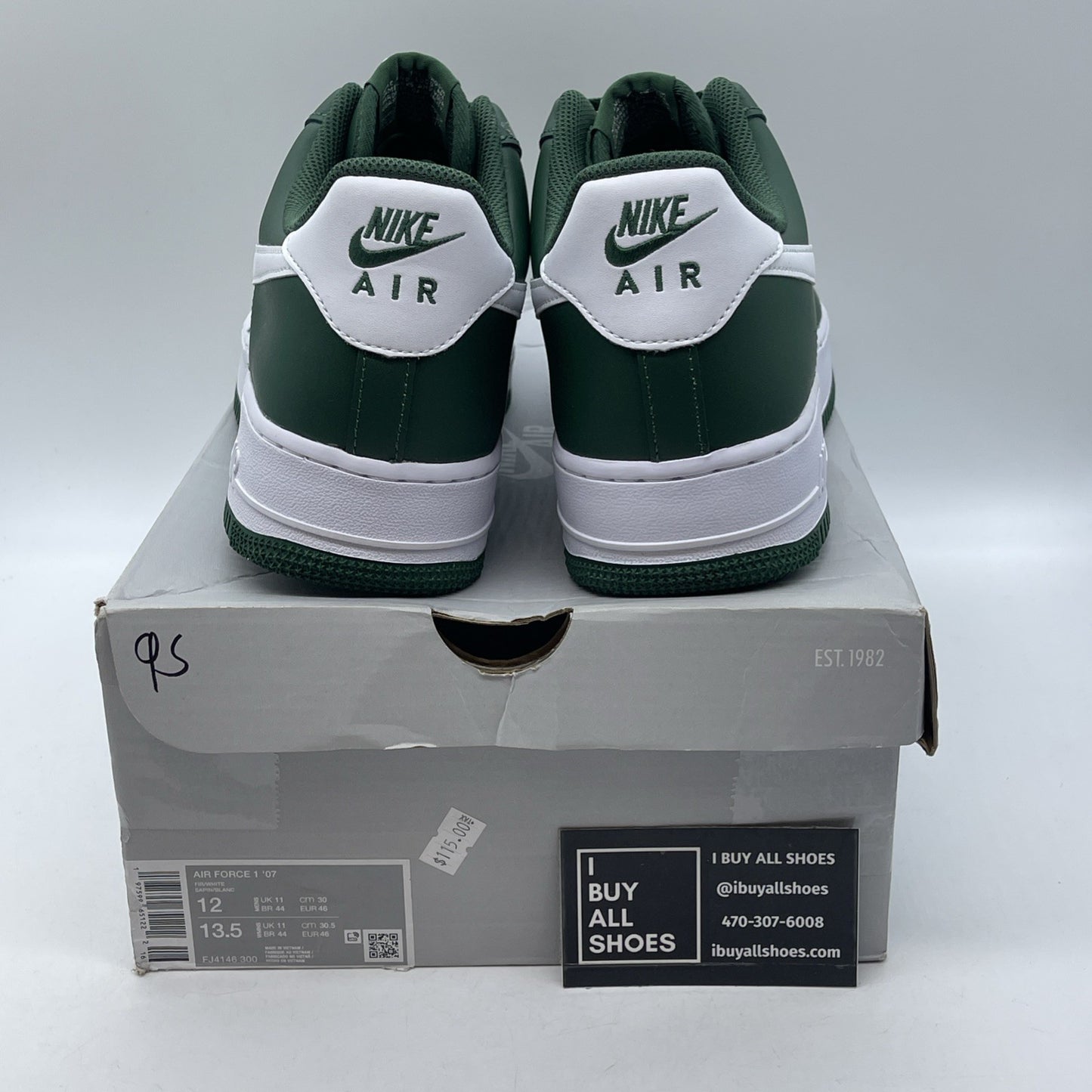 Size 12 - Nike Air Force 1 '07 Shoes Fir Dark Green White (FJ4146-300)
