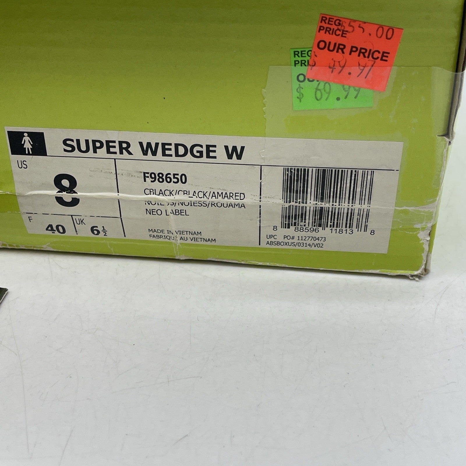 Size 8 - Adidas Neo Super Wedge Lace Up Sneaker Black  (F98650)