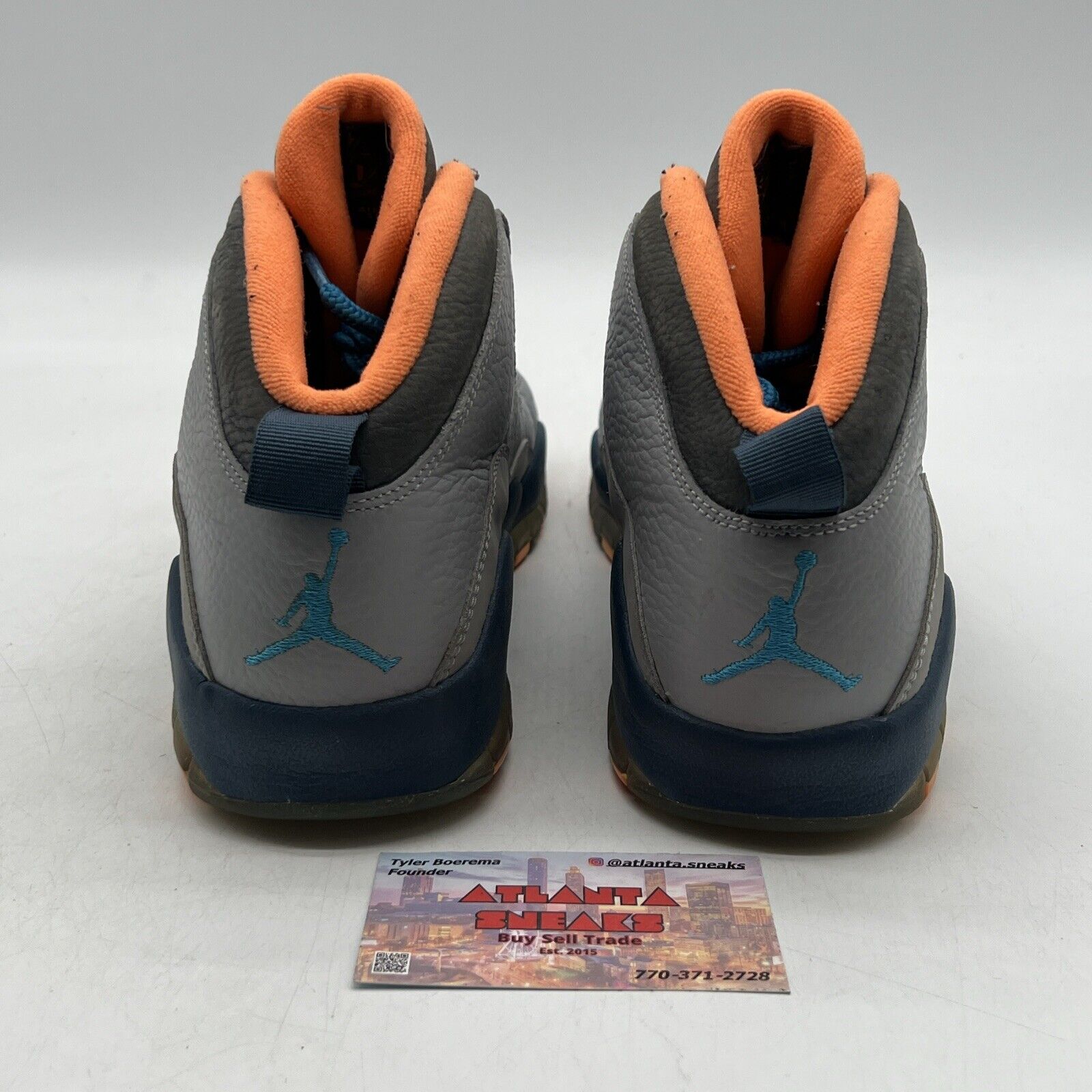 Size 9 - Air Jordan 10 Retro Bobcats Grey Blue Orange Leather (310805-026)