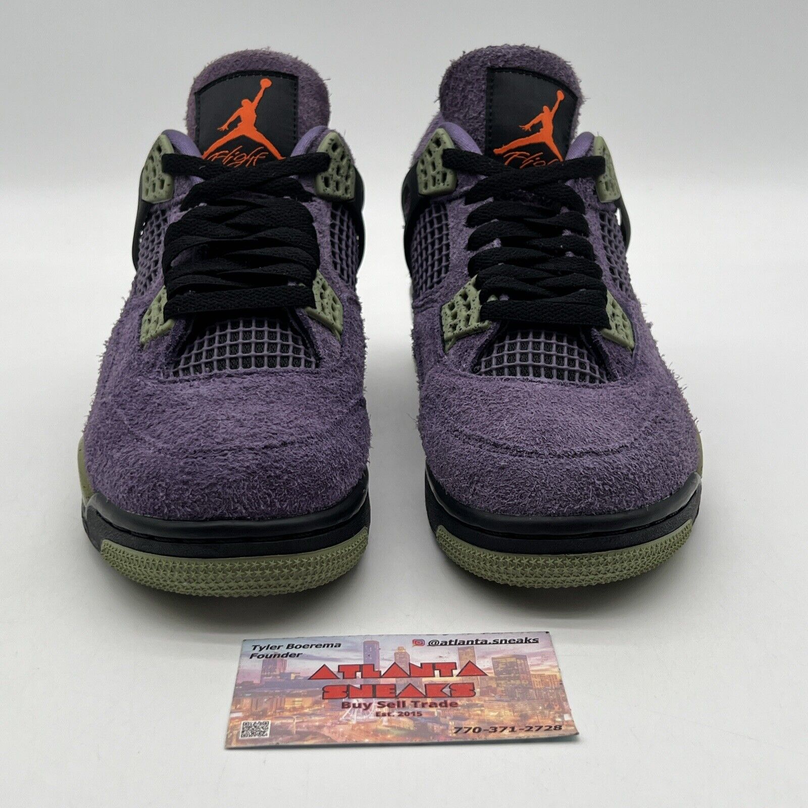 Size 7 - Jordan 4 Retro Mid Canyon Purple W Green White Suede (AQ9129-500)