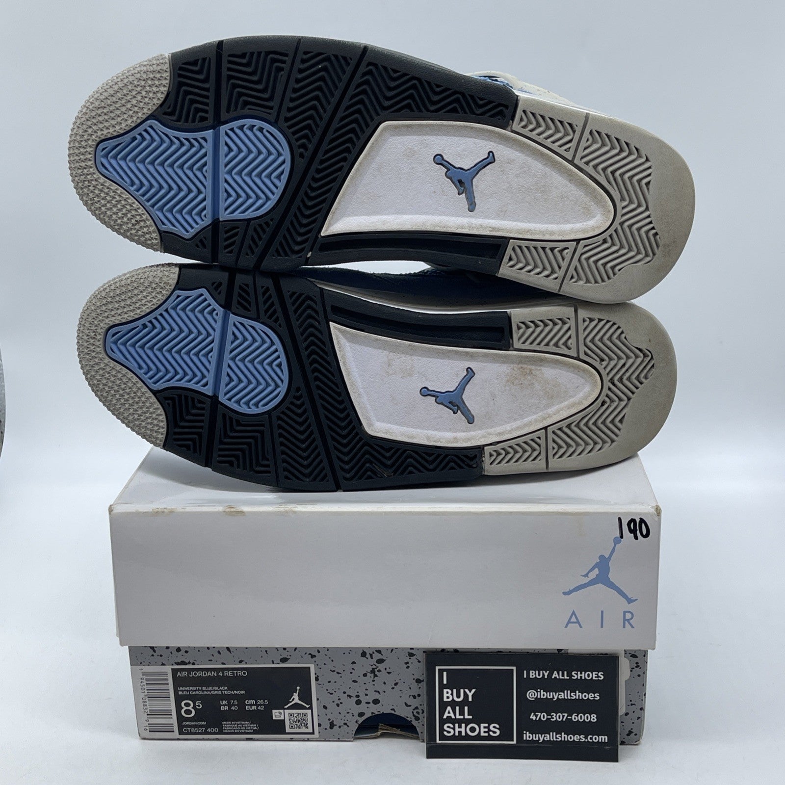 Size 8.5 - Jordan 4 Retro Black Tech Grey University Blue White (CT8527-400)
