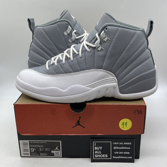 Size 9.5 - Jordan 12 Stealth 2022 Grey White Leather (CT8013-015)