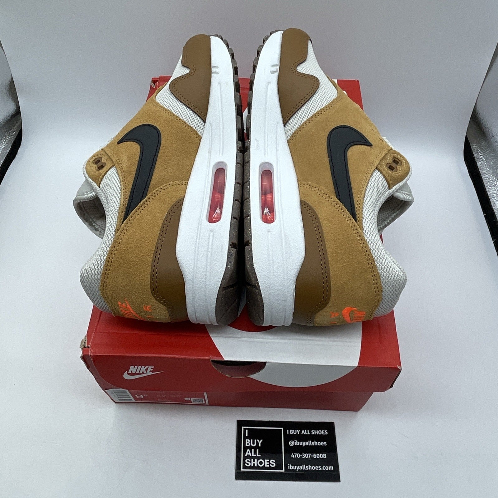 Size 9.5 - Nike Air Max 1 Essential Flax British Tan Suede Leather (FZ5808-004)