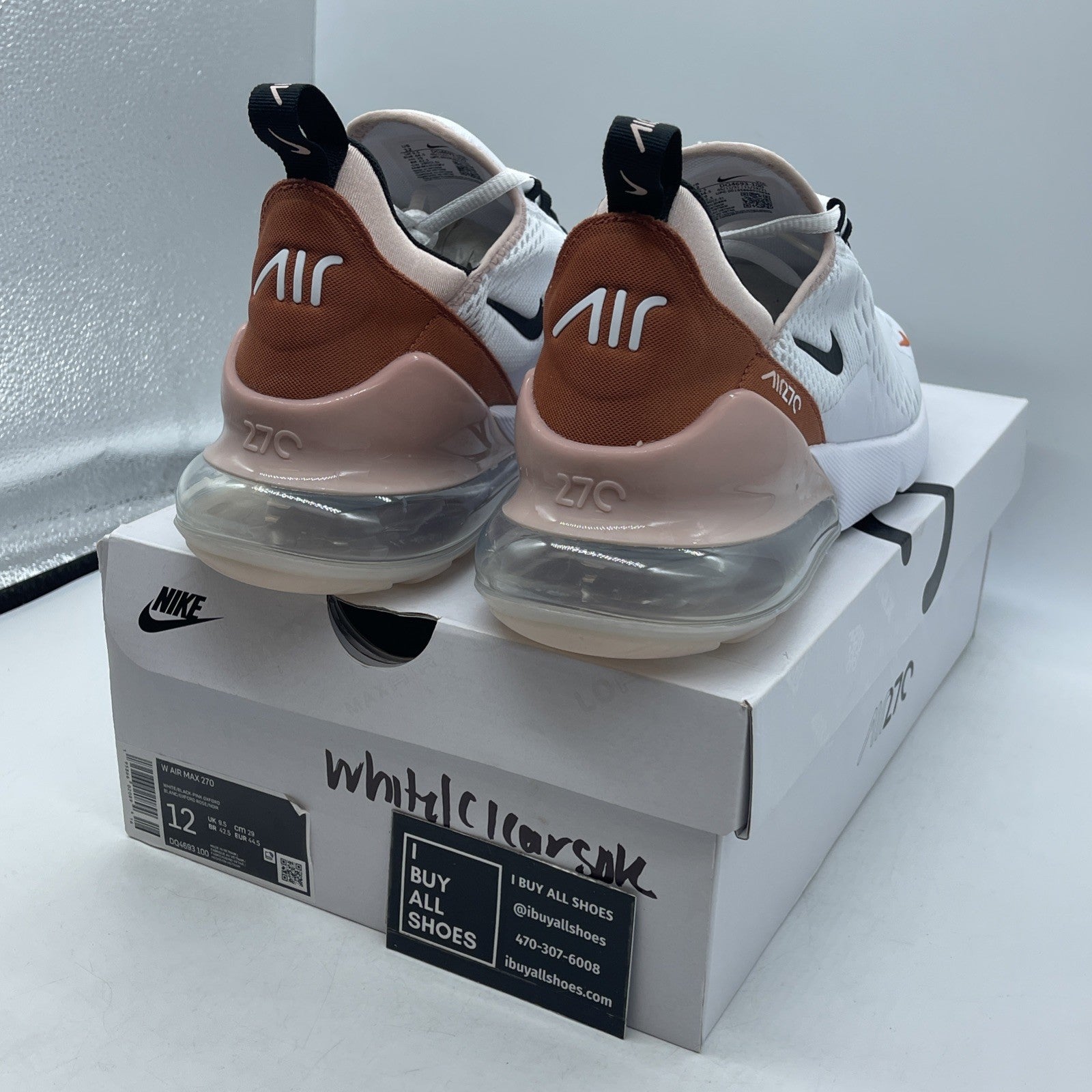 Size 12W - Nike Air Max 270 White Burnt Sunrise (DQ4693-100)