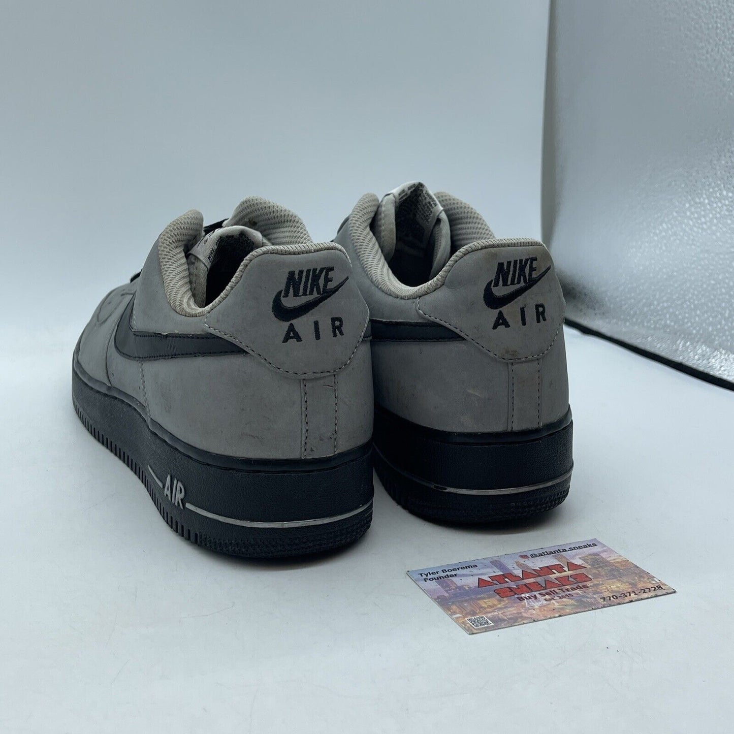 Size 12 - Nike Air Force 1 Premium Low Silver Black Suede Leather (318775-006)