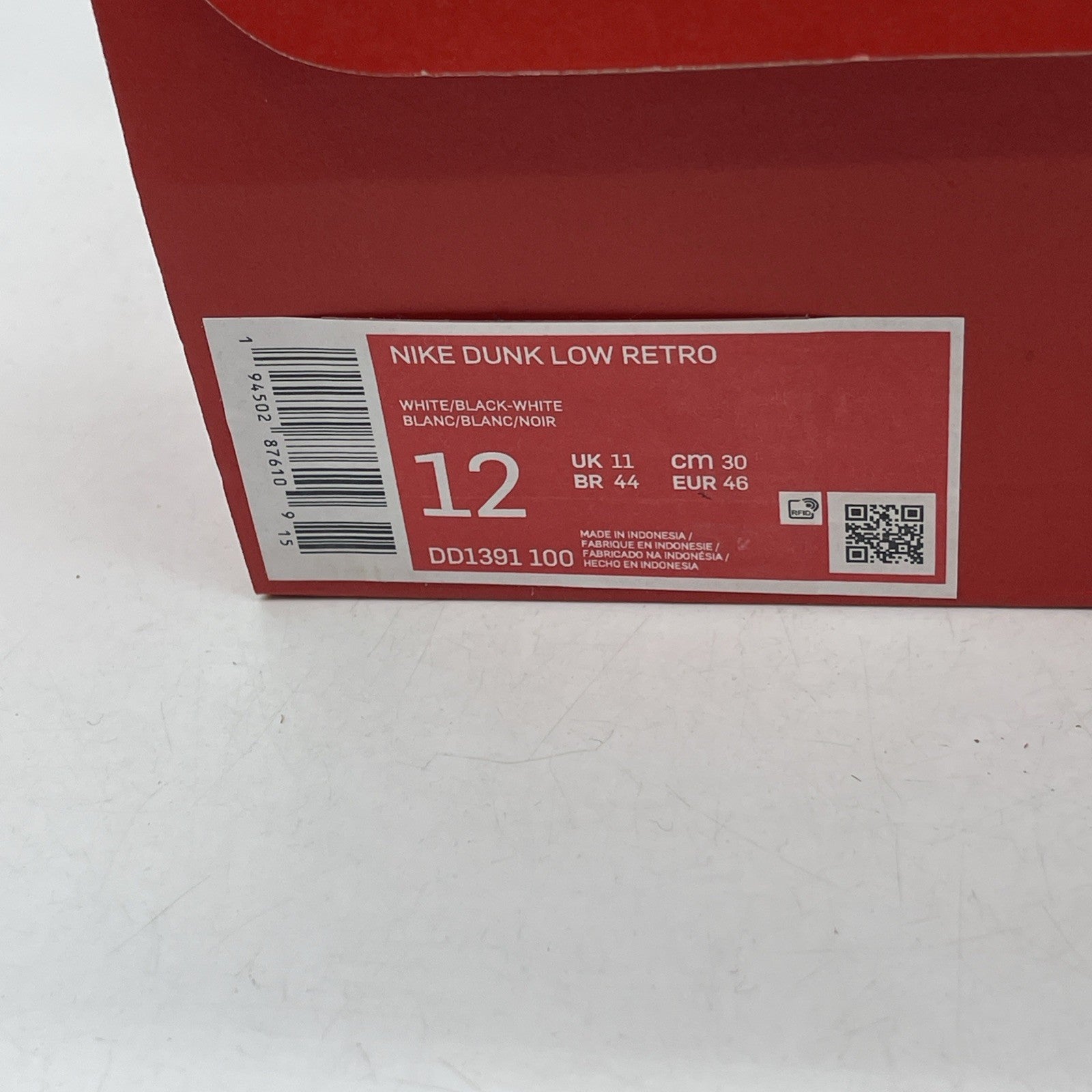 Size 12 - Nike Dunk Low Black White (DD1391-100)
