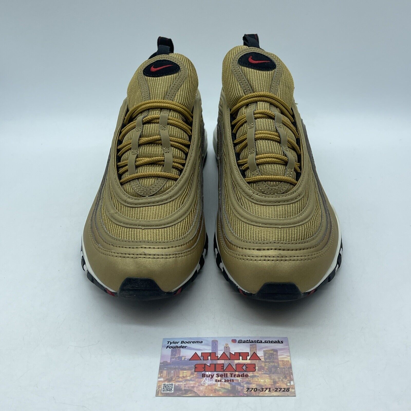 Size 11 - Nike Air Max 97 OG QS Metallic Gold Red Black Suede Leather 884421-700