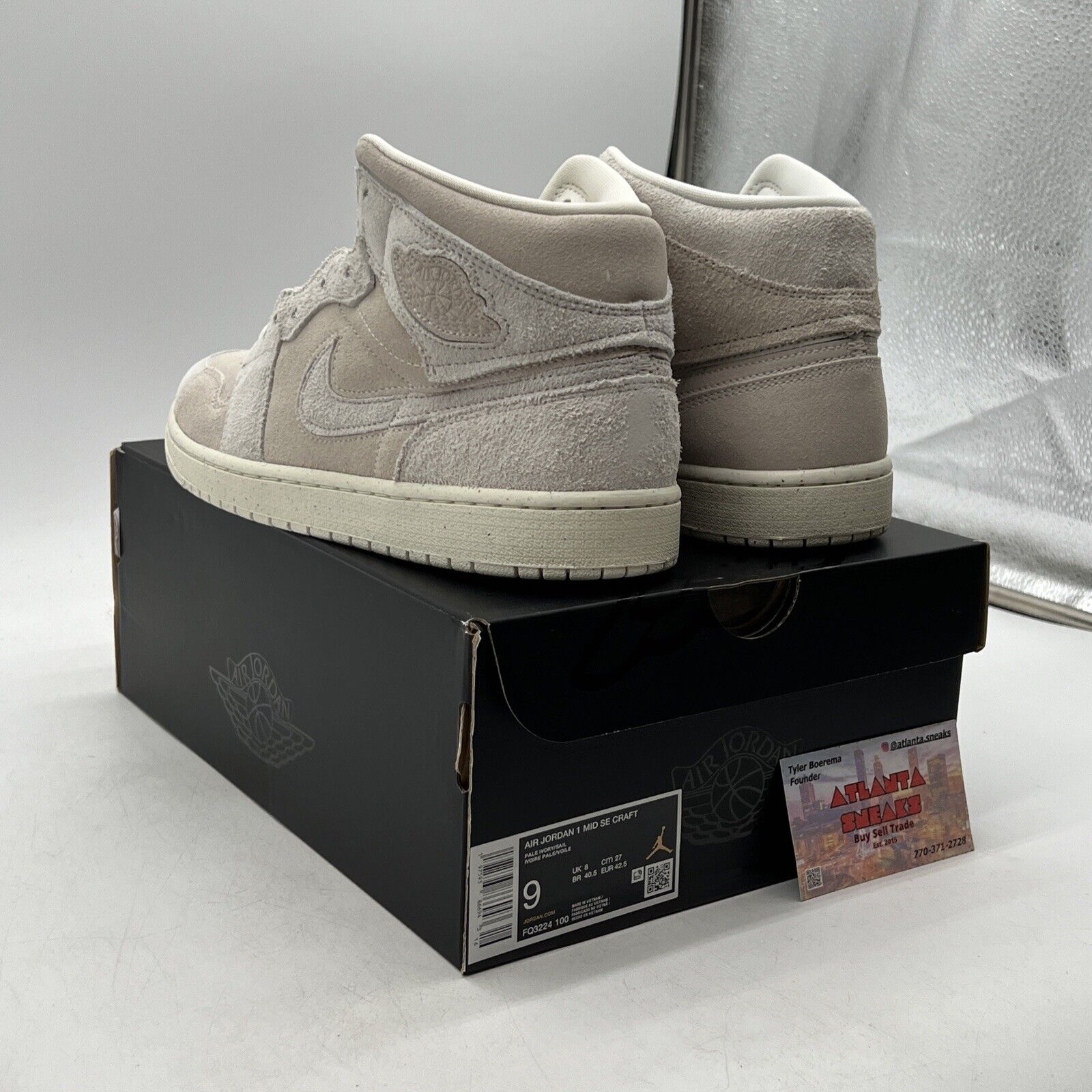 Size 9 - Air Jordan 1 SE Craft Mid Pale Ivory Suede (FQ3224-100)