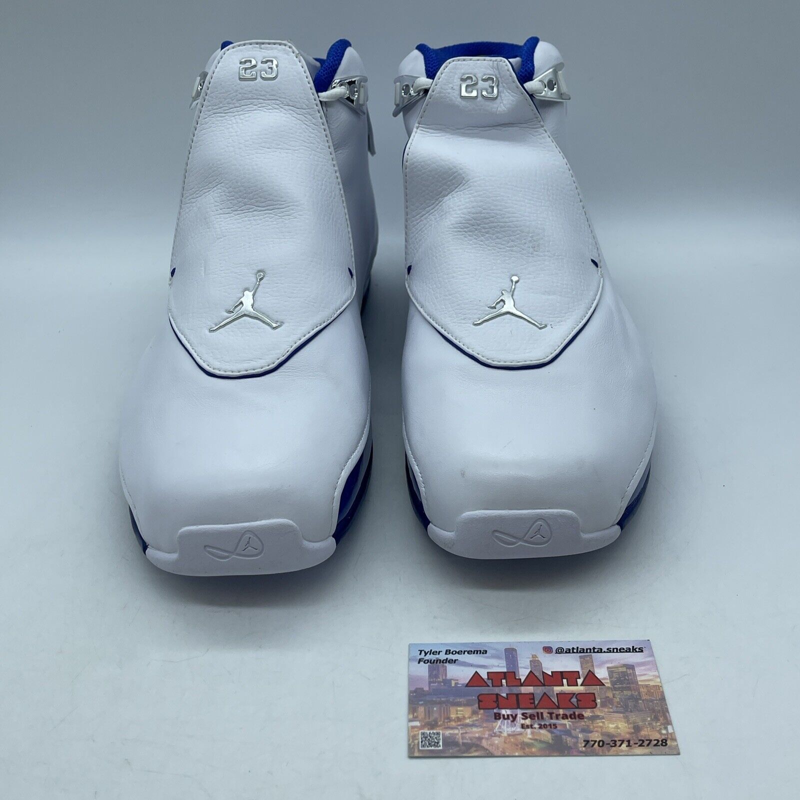 Size 13 - Air Jordan 18 Retro 2018 White Sport Royal Blue Leather (AA2494-106)