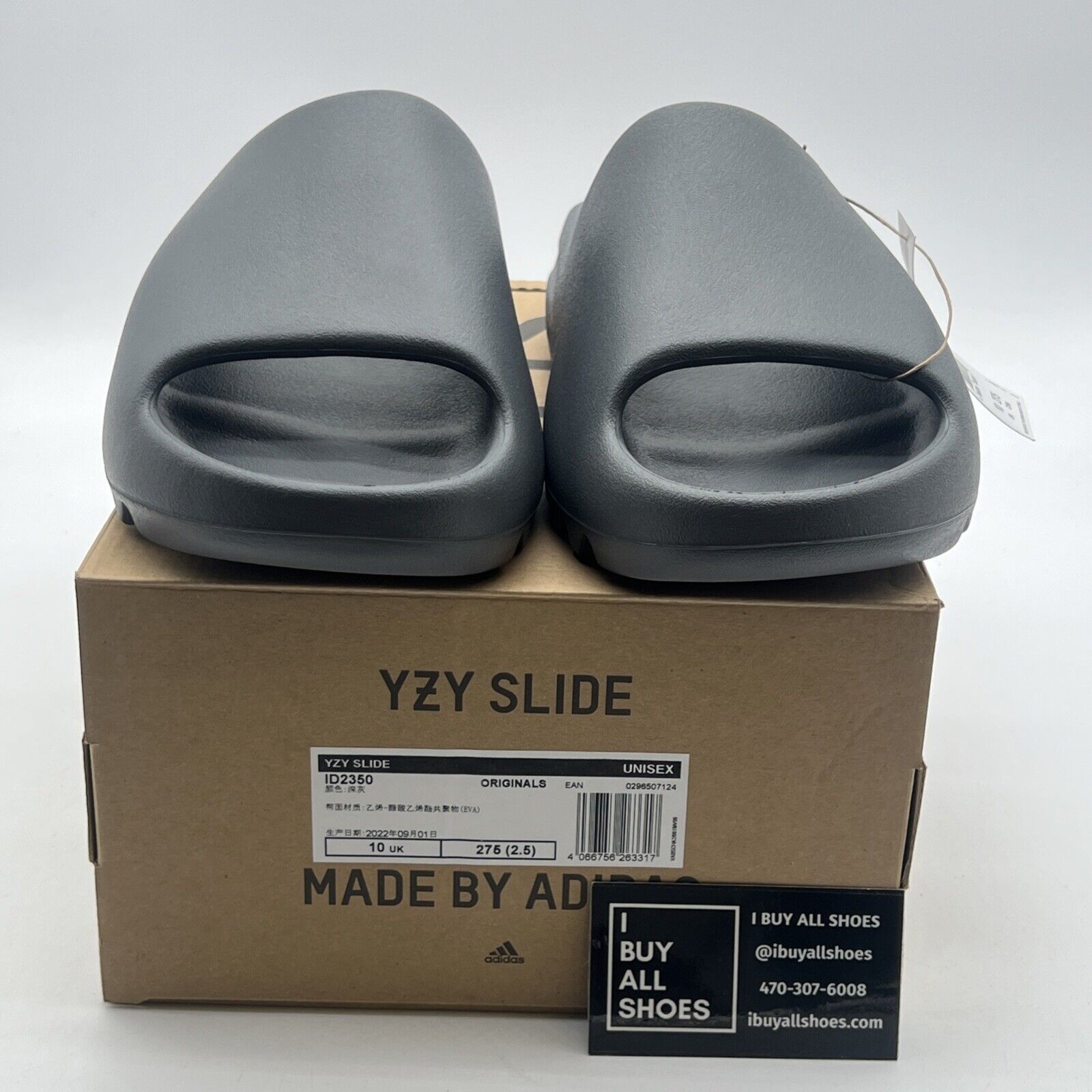 Size 10 - Men’s Adidas Yeezy Slide “Slate Grey”.(ID2350).