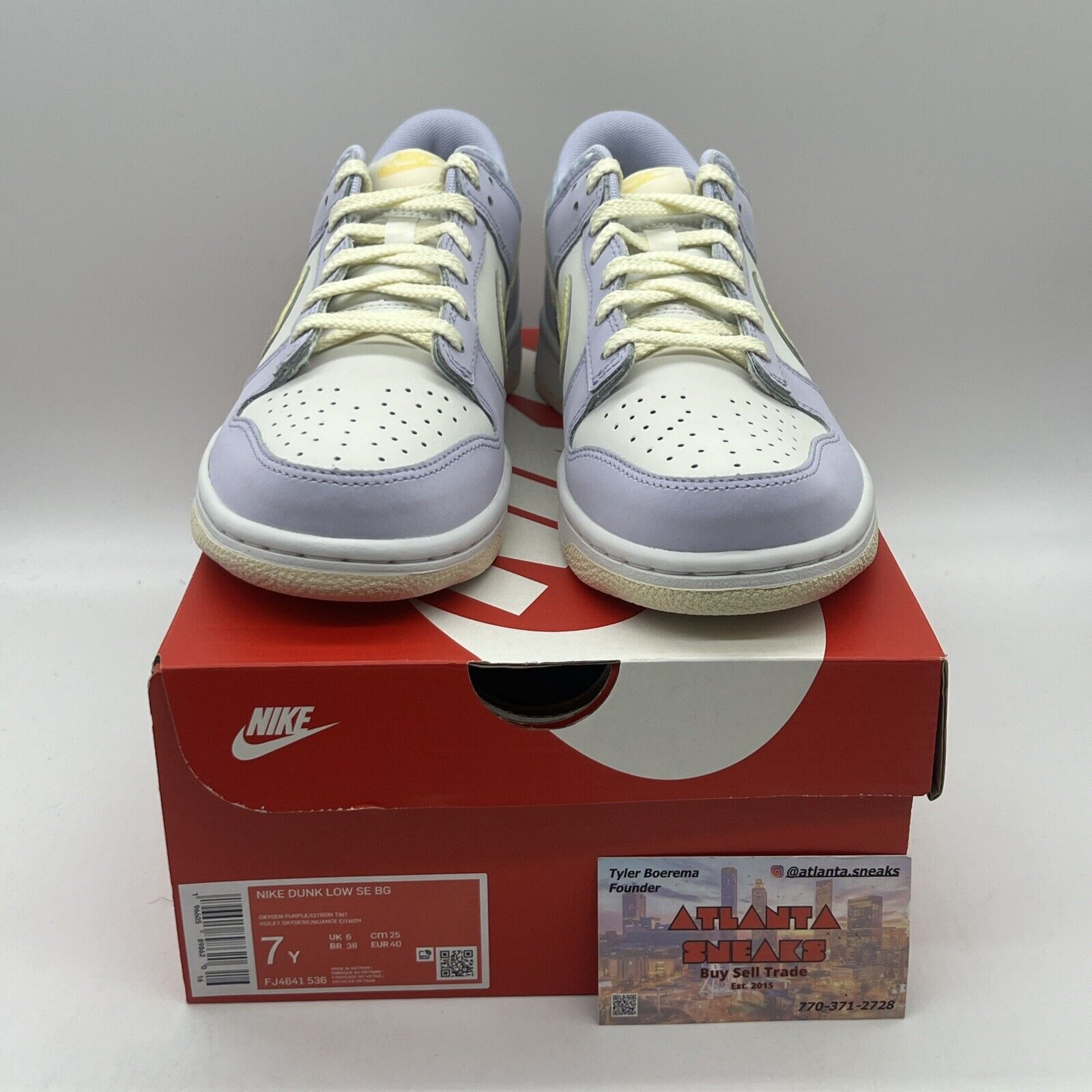 New Nike Dunk Low SE BG Easter Purple Yellow White Blue Size 7Y FJ4641-536