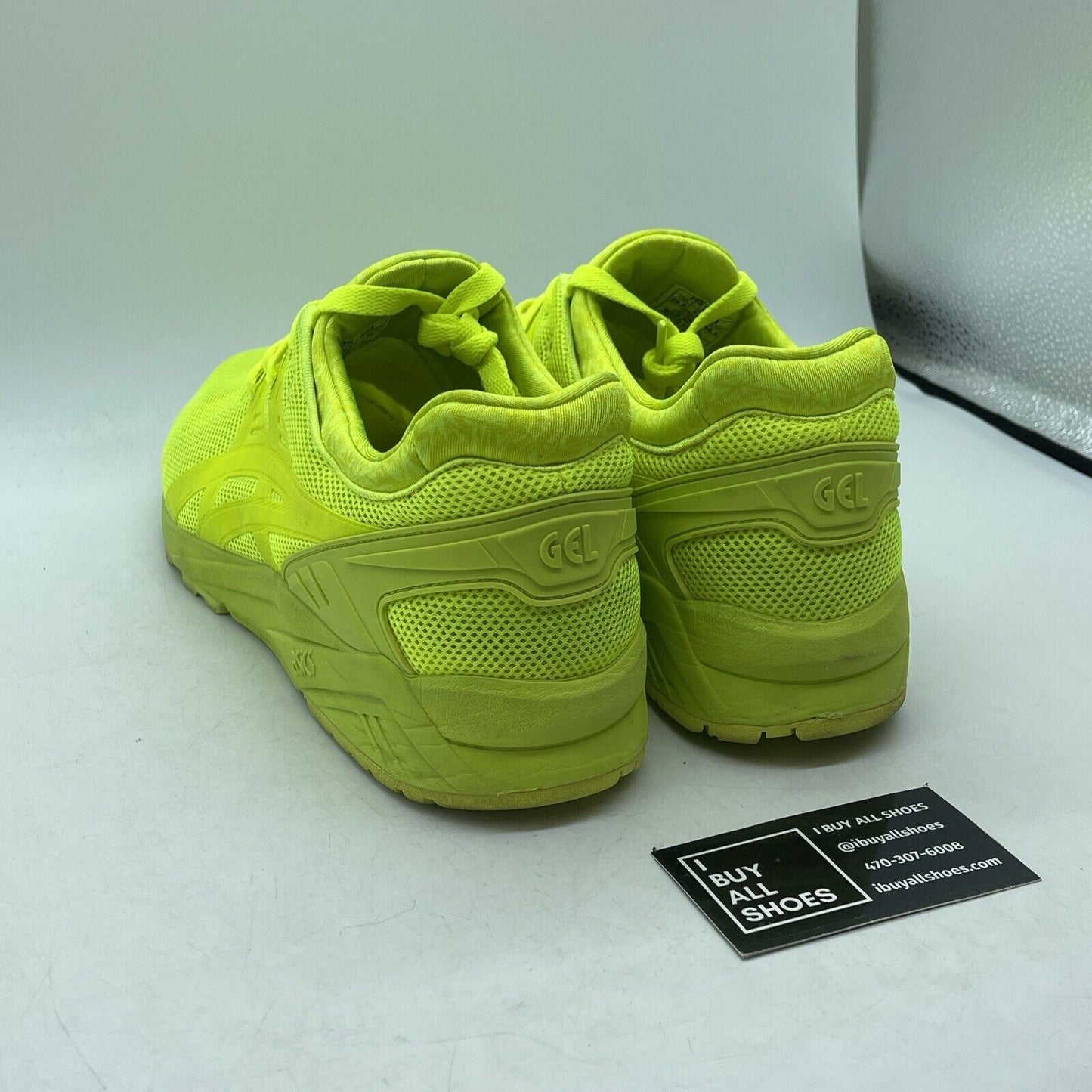 Size 12 - asics gel kayano evo neon green Suede Leather  (H51DQ)